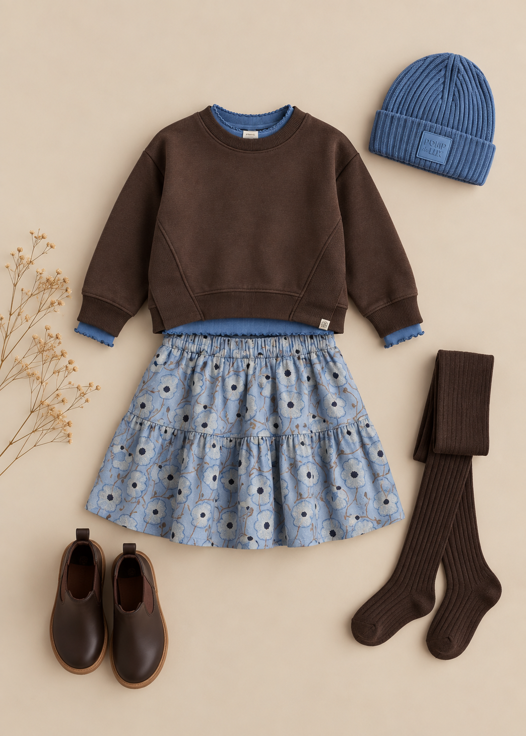 Rib Detail Sweatshirt - Kids - Dark Brown | 101626 Zoe
