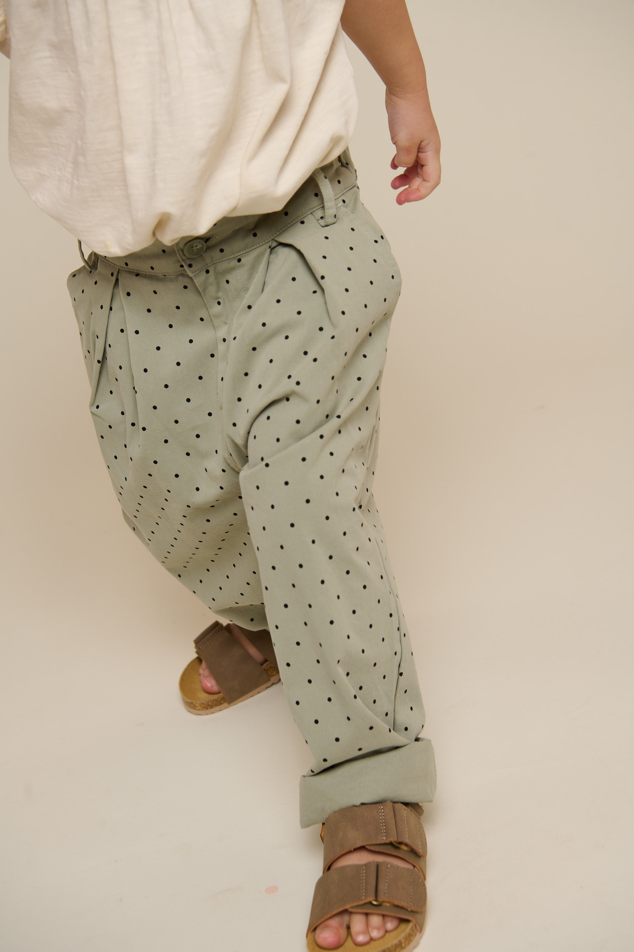 Twill trousers with Dot - Kids - Dusty Green | 100616 Iris