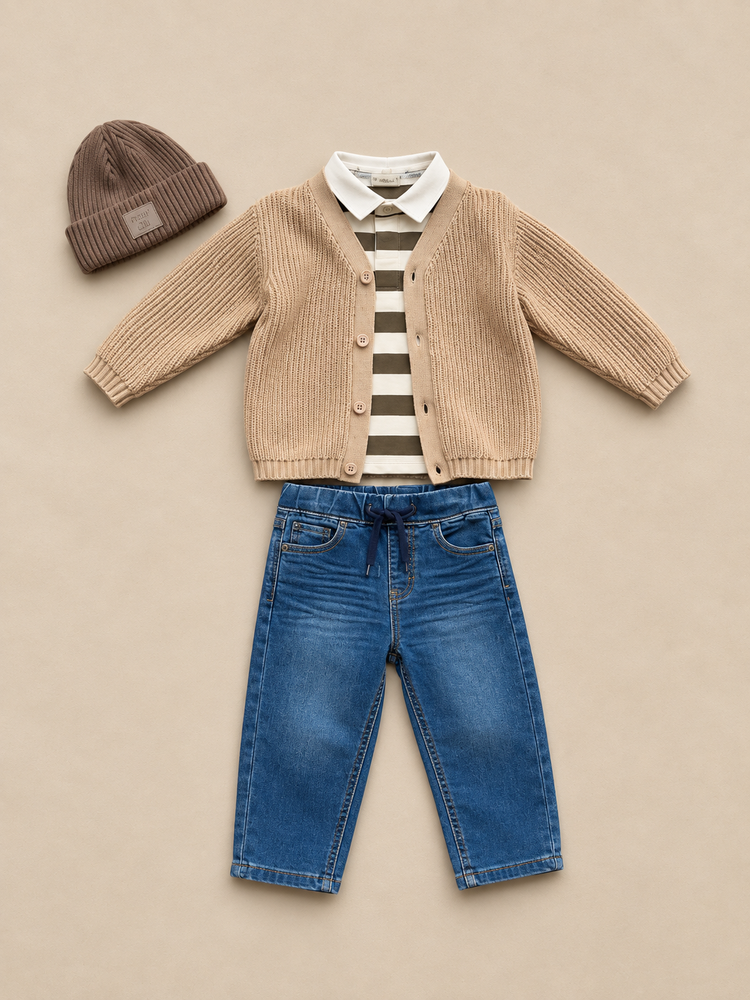 Brioche Stitch Cardigan - Kids - Beige | 101245 Clark