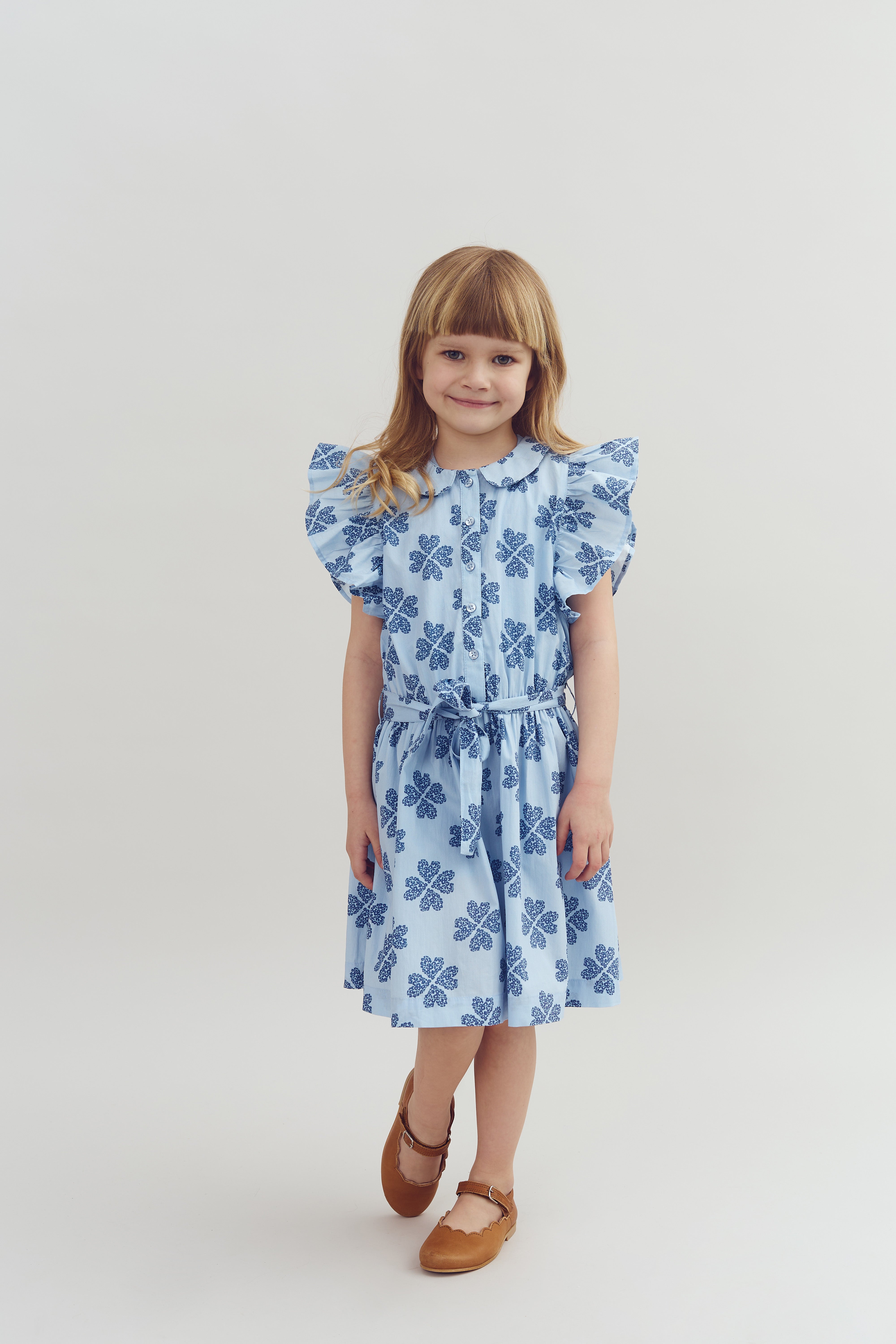 Heart Print Shirt Dress - Blue / Dusty Cobalt | 100235 Cloe
