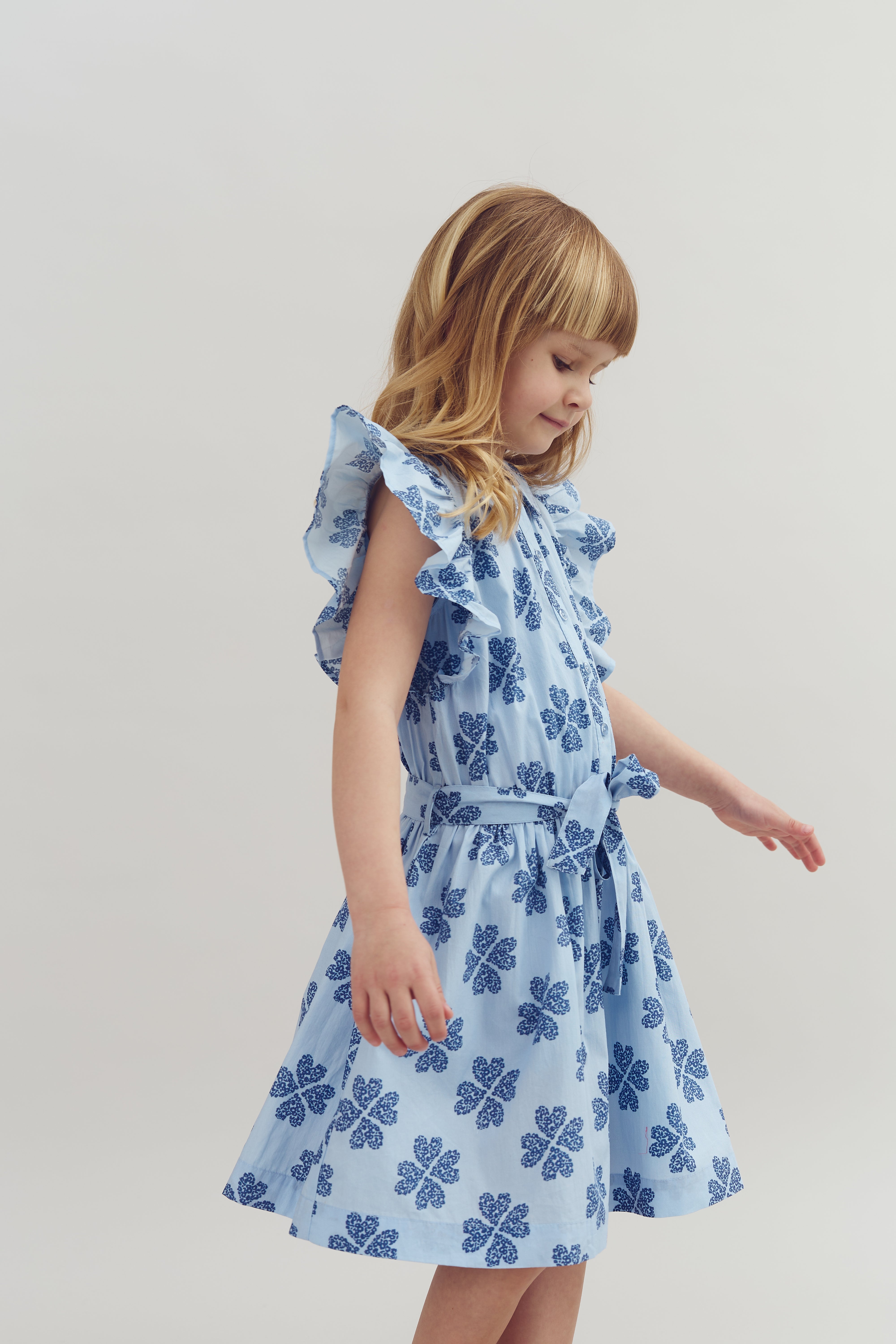 Heart Print Shirt Dress - Blue / Dusty Cobalt | 100235 Cloe