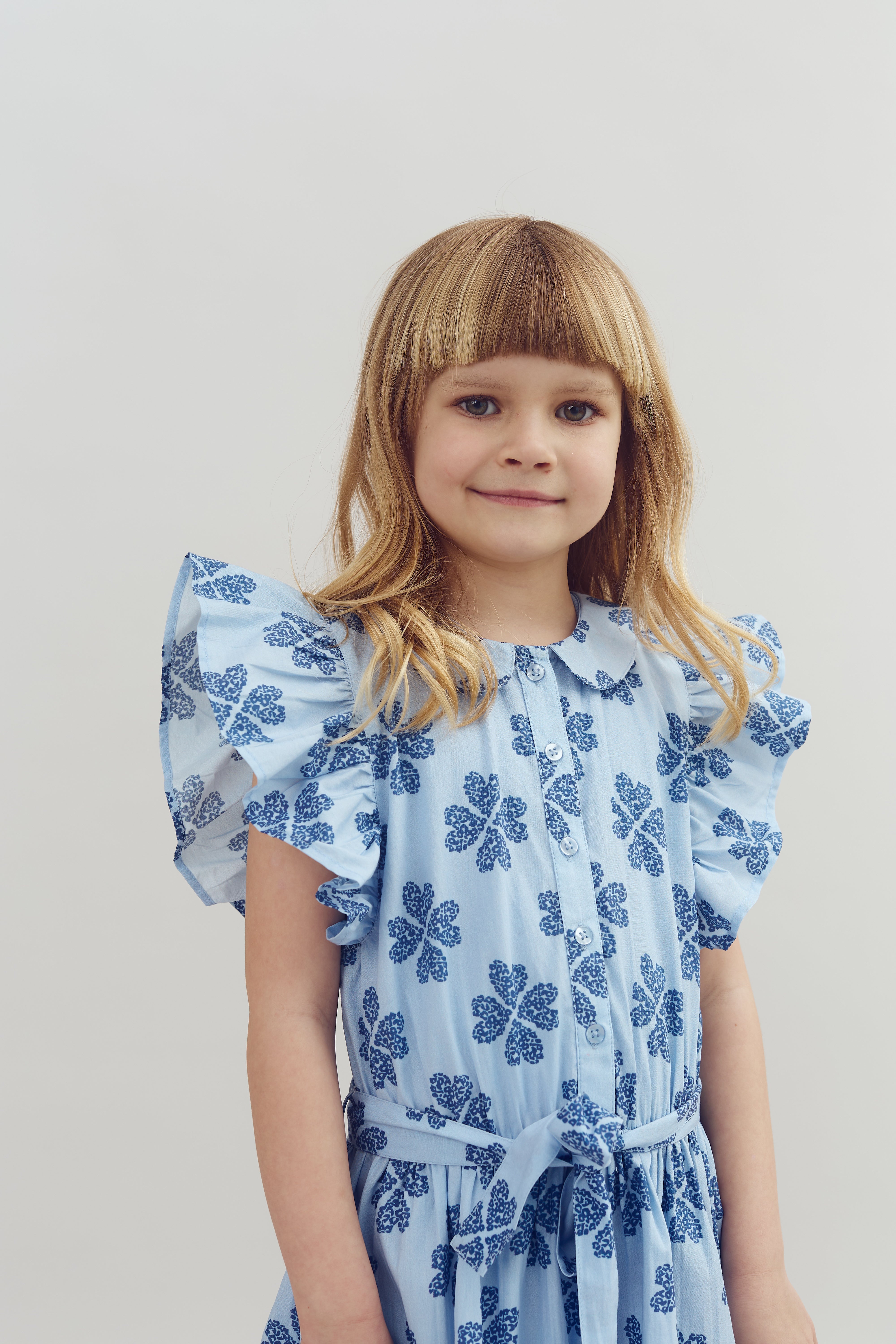 Heart Print Shirt Dress - Blue / Dusty Cobalt | 100235 Cloe