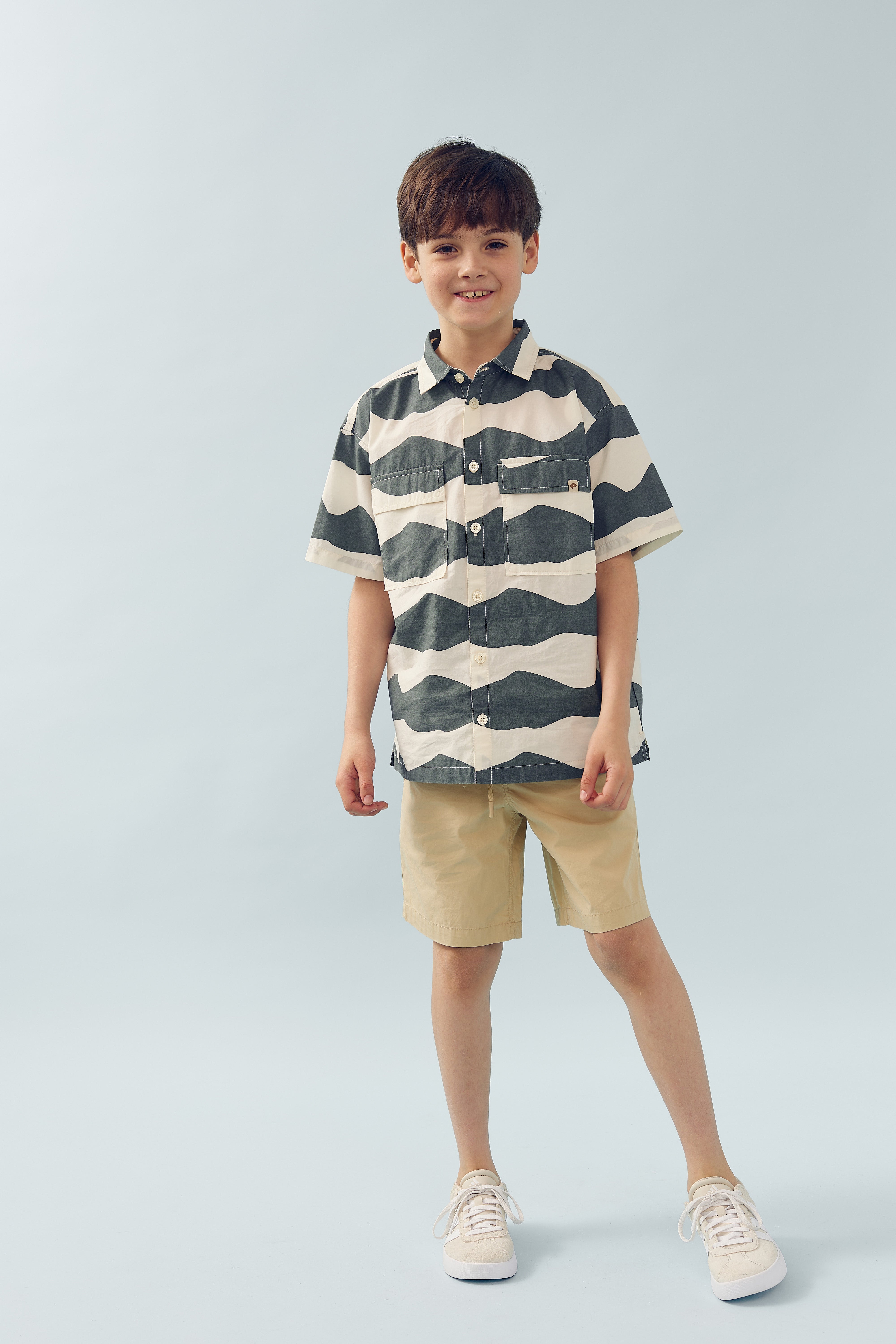 Poplin Wave Shirt - Tween - Petrol | 100404 Kean