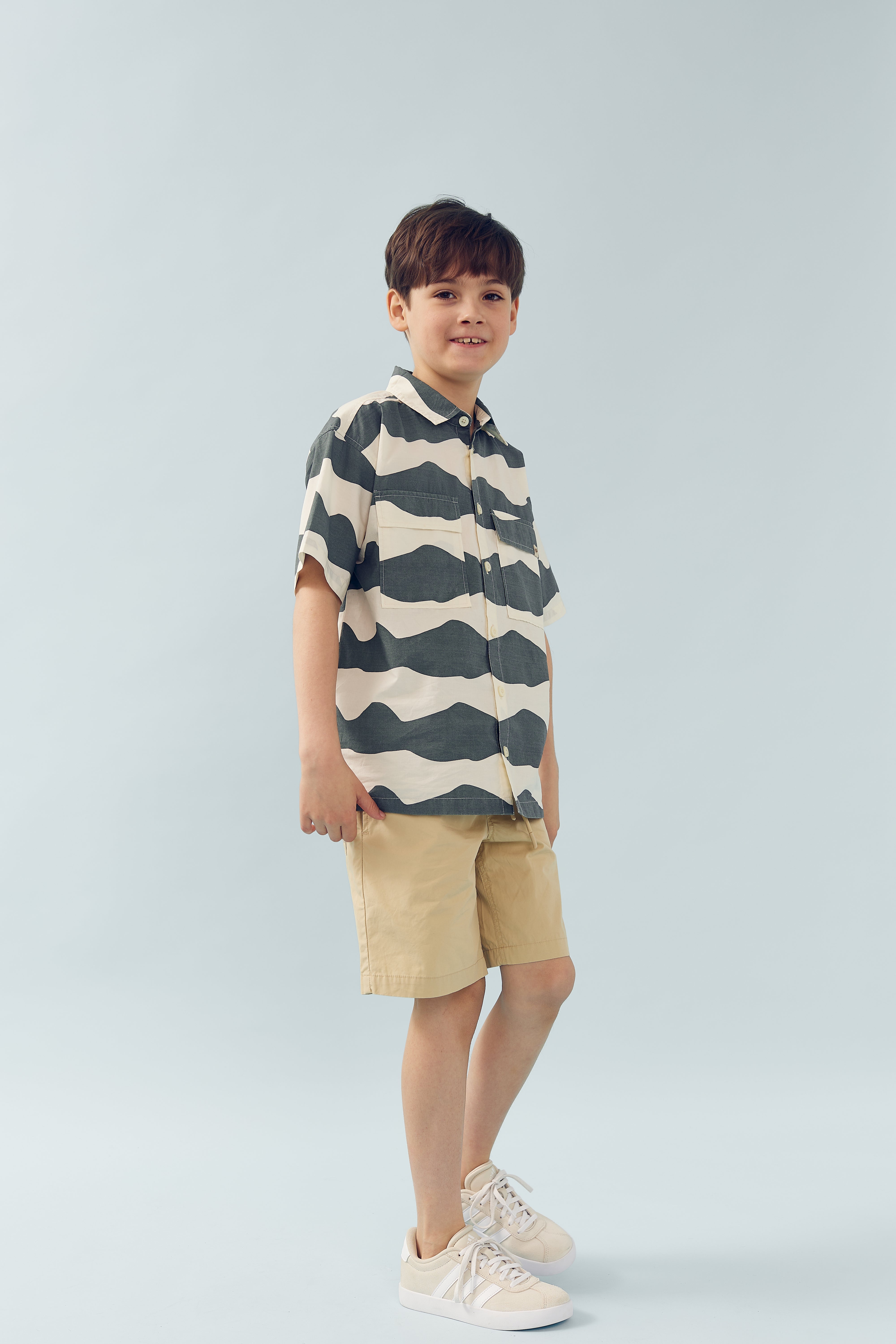 Poplin Wave Shirt - Tween - Petrol | 100404 Kean