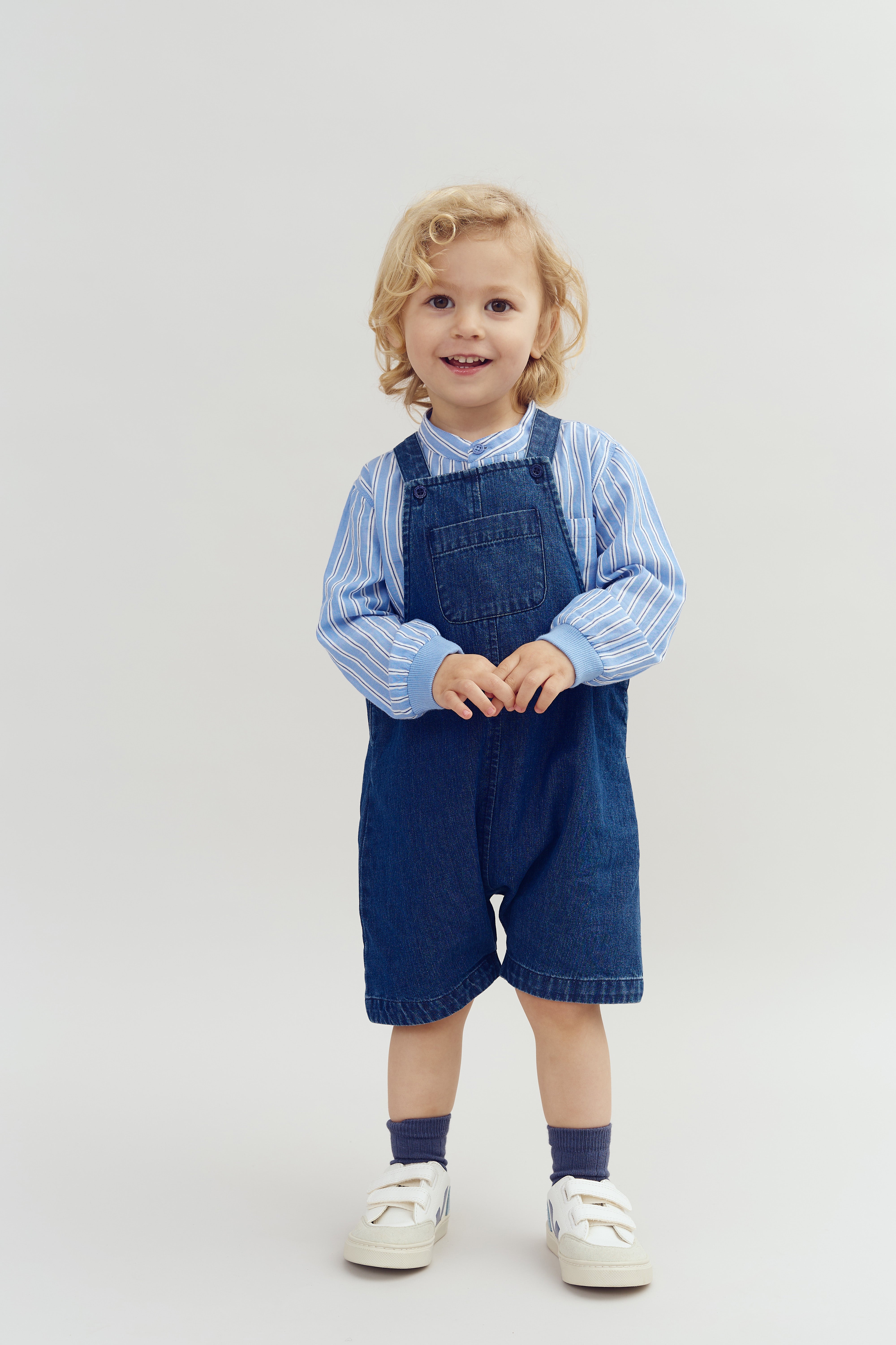 Denim Overall Shorts - Dark Blue Denim | 100177 Delhi