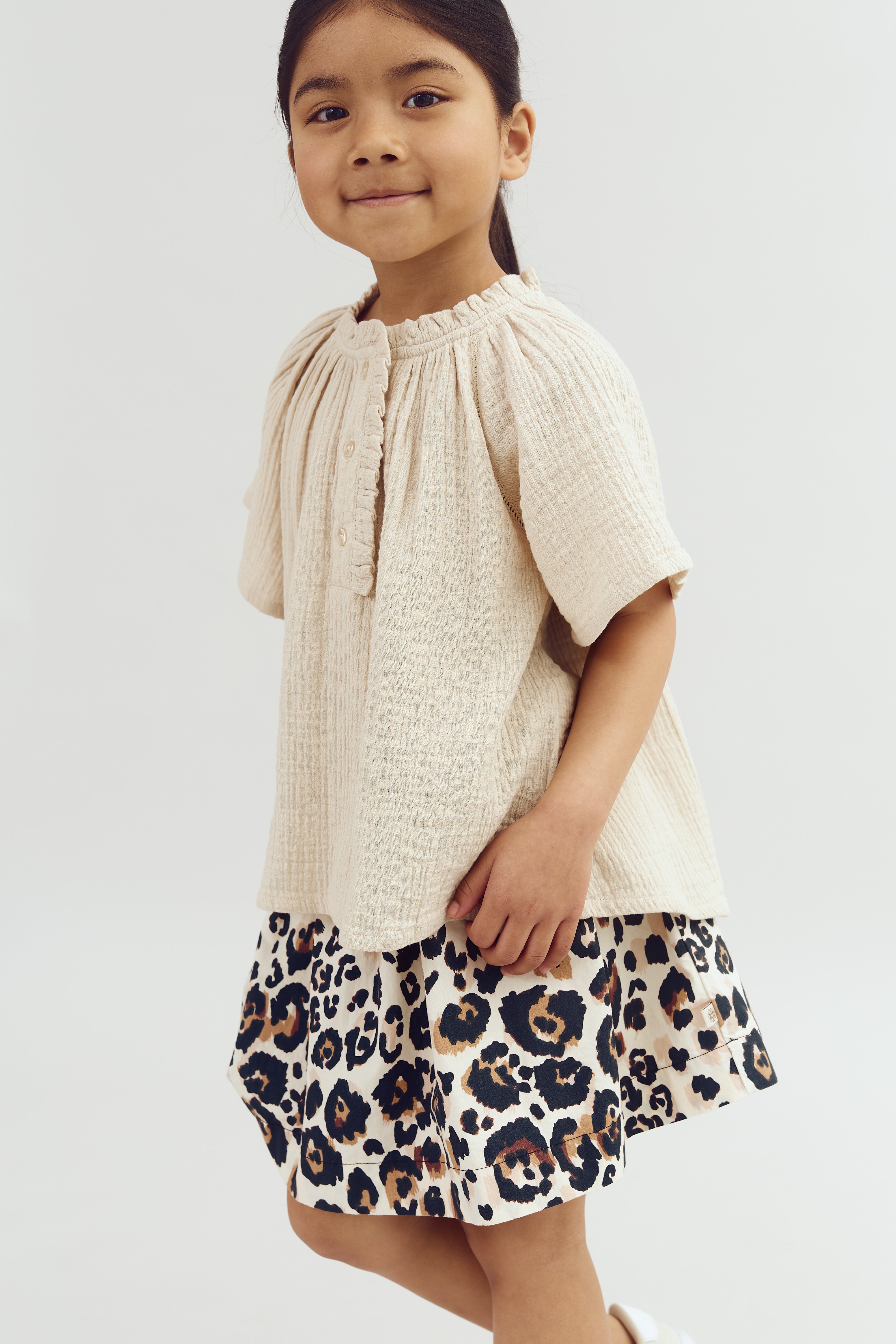 Muslin Placket Blouse - Light Beige | 100239 Ella