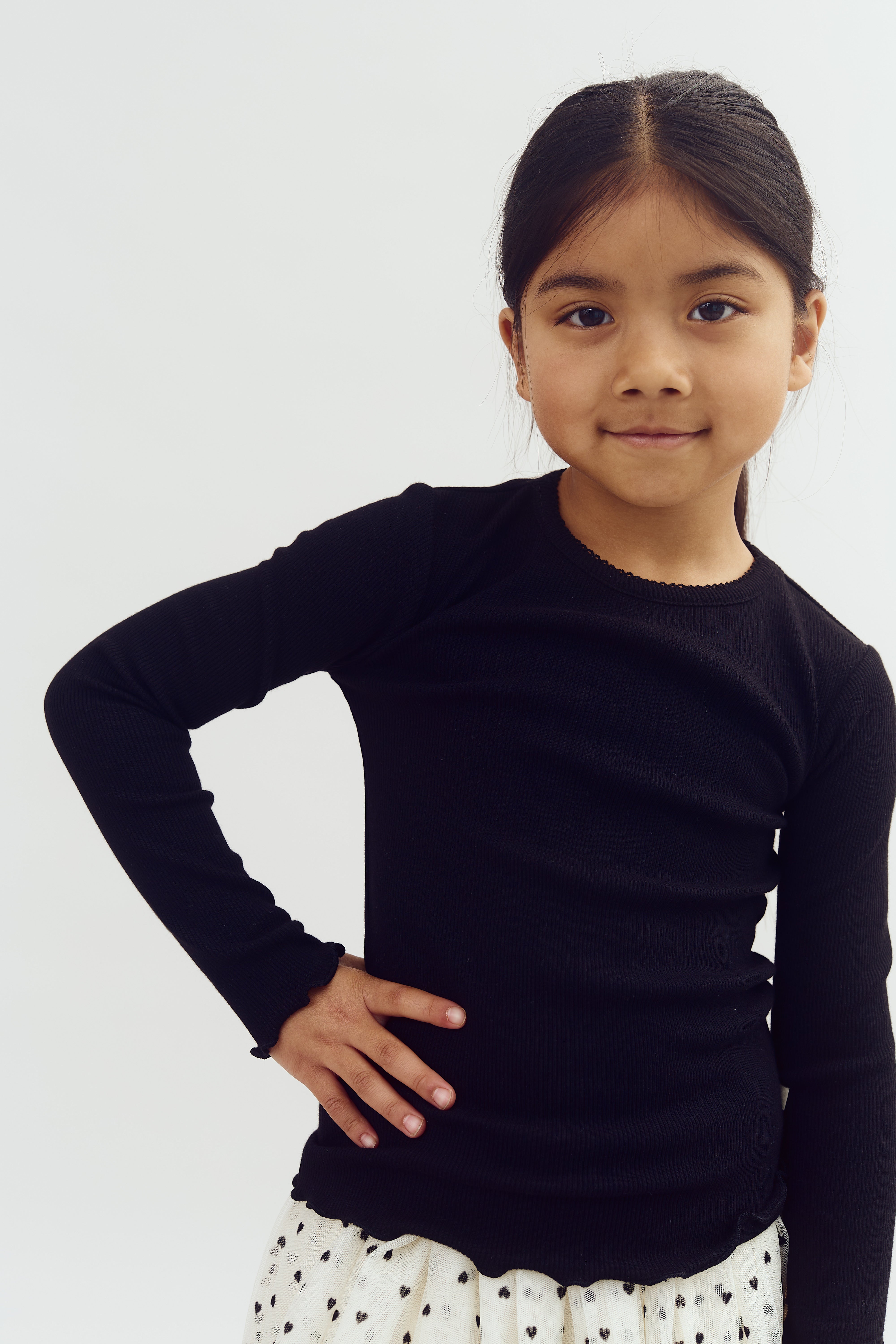 Modal Rib Long Sleeve T-shirt - Black | 100317 Fiona