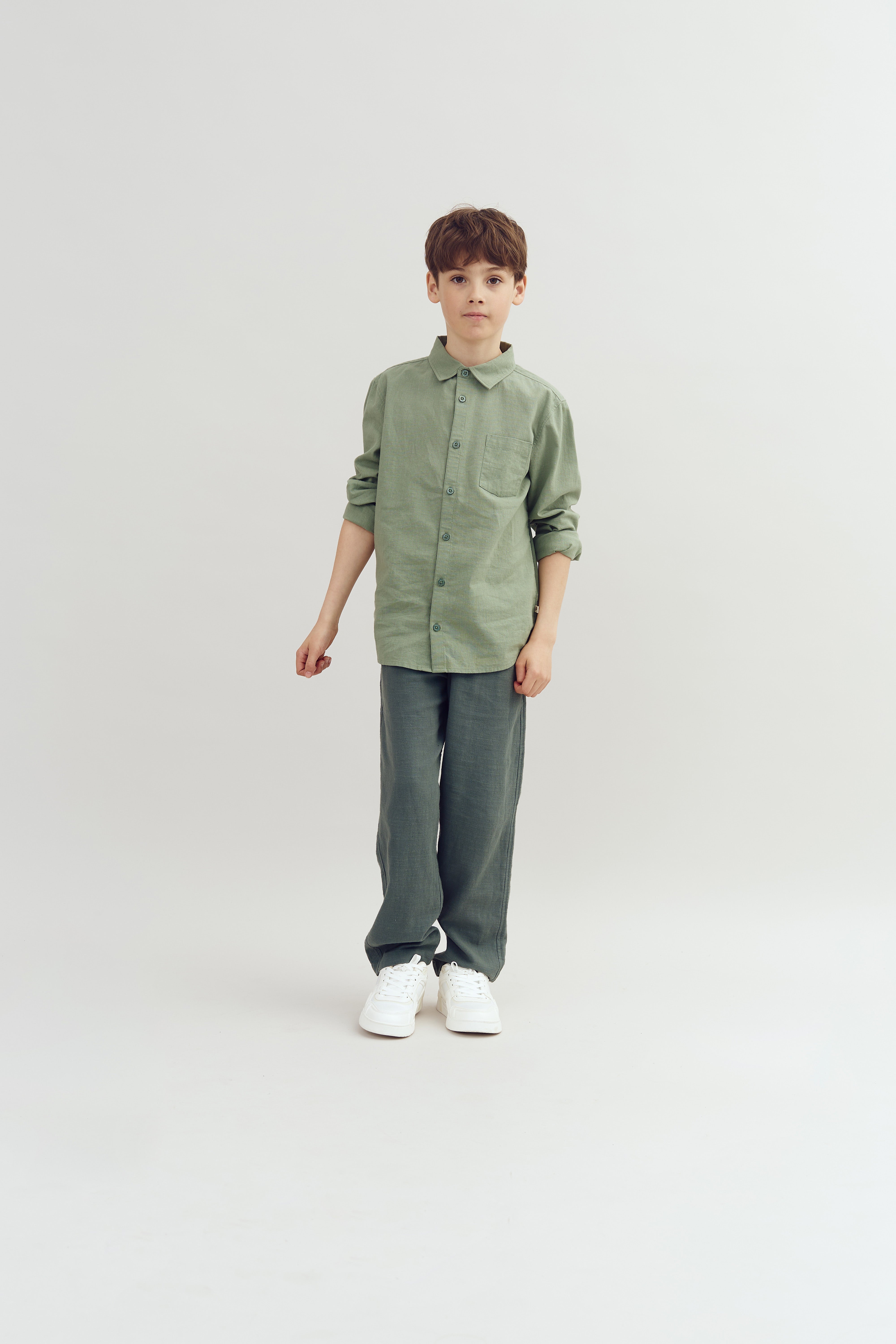 Linen Shirt - Tween - Green | 100172 Pelle