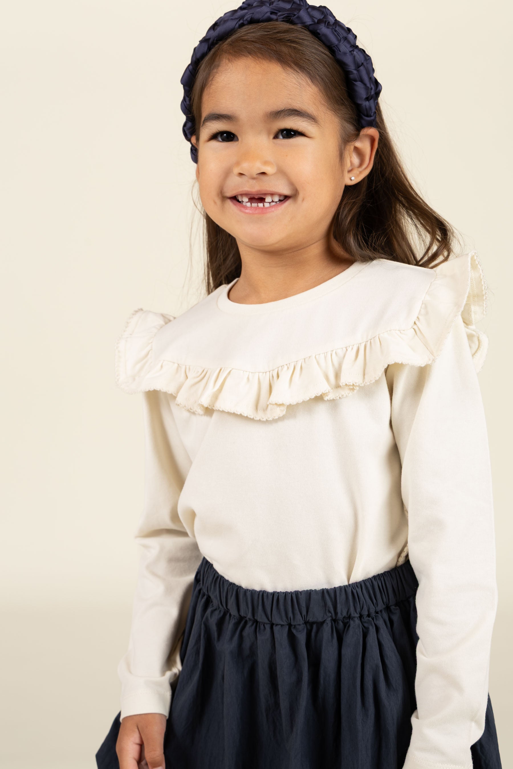 Frill Jersey Blouse - Kids - Off White | 100862 Talia