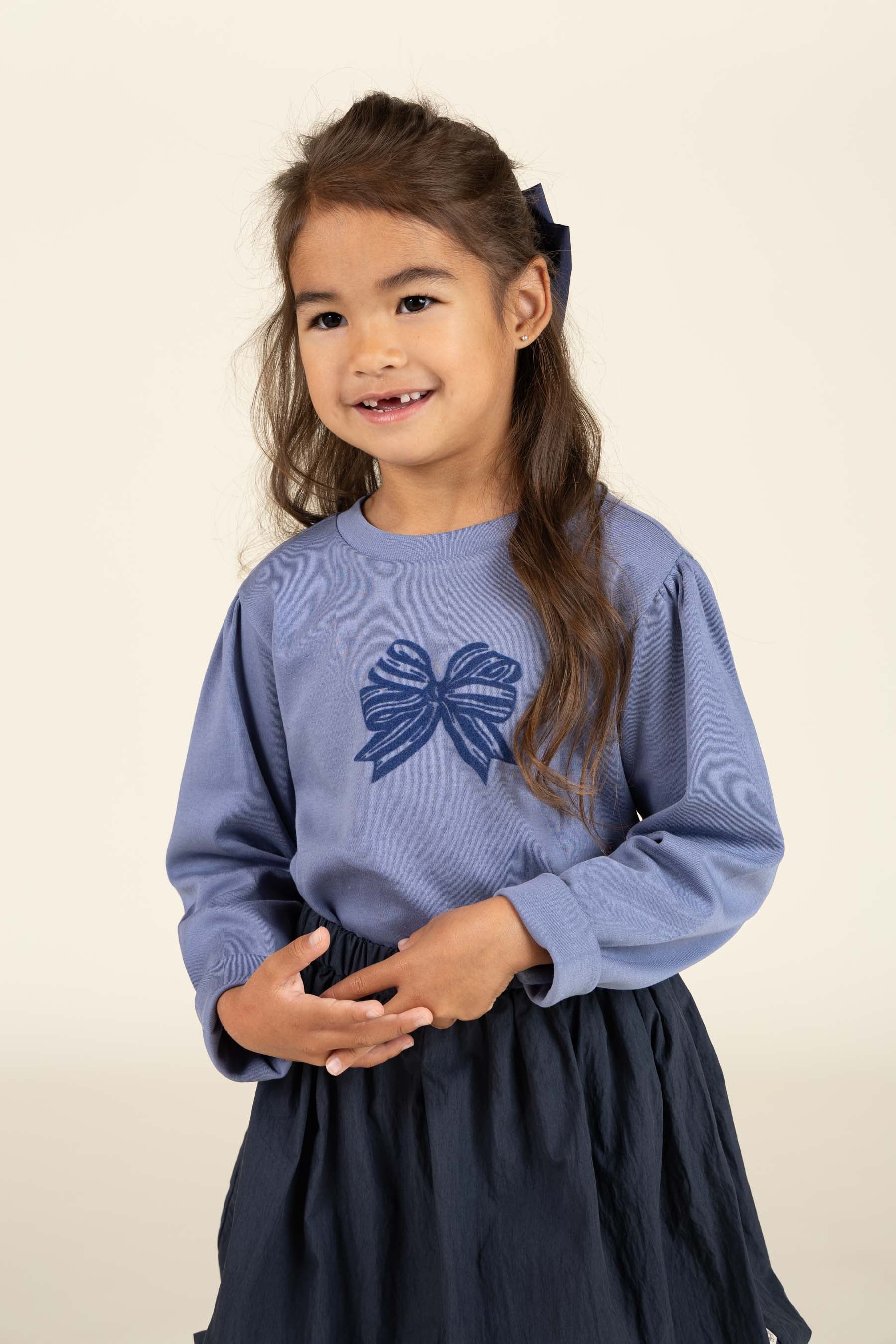 Long Sleeve T-shirt w. Front Print - Kids - Blue | 100850 Kendell