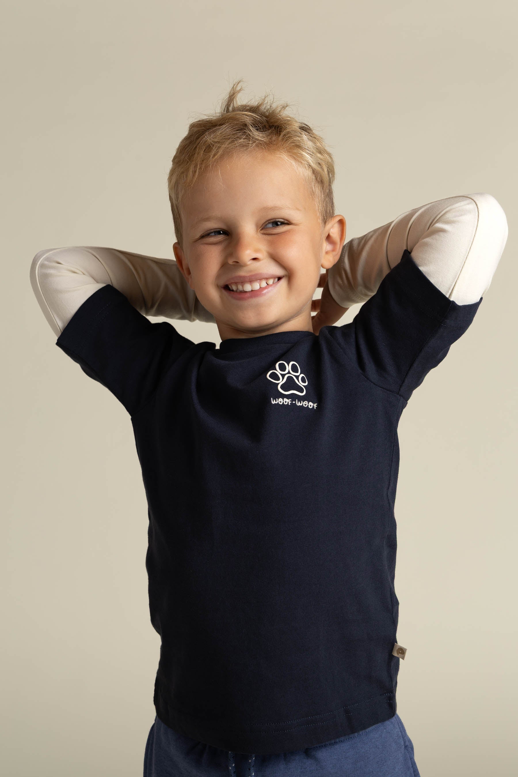 Double Sleeve Boxy T-shirt - Kids - Navy | 100836 Alex