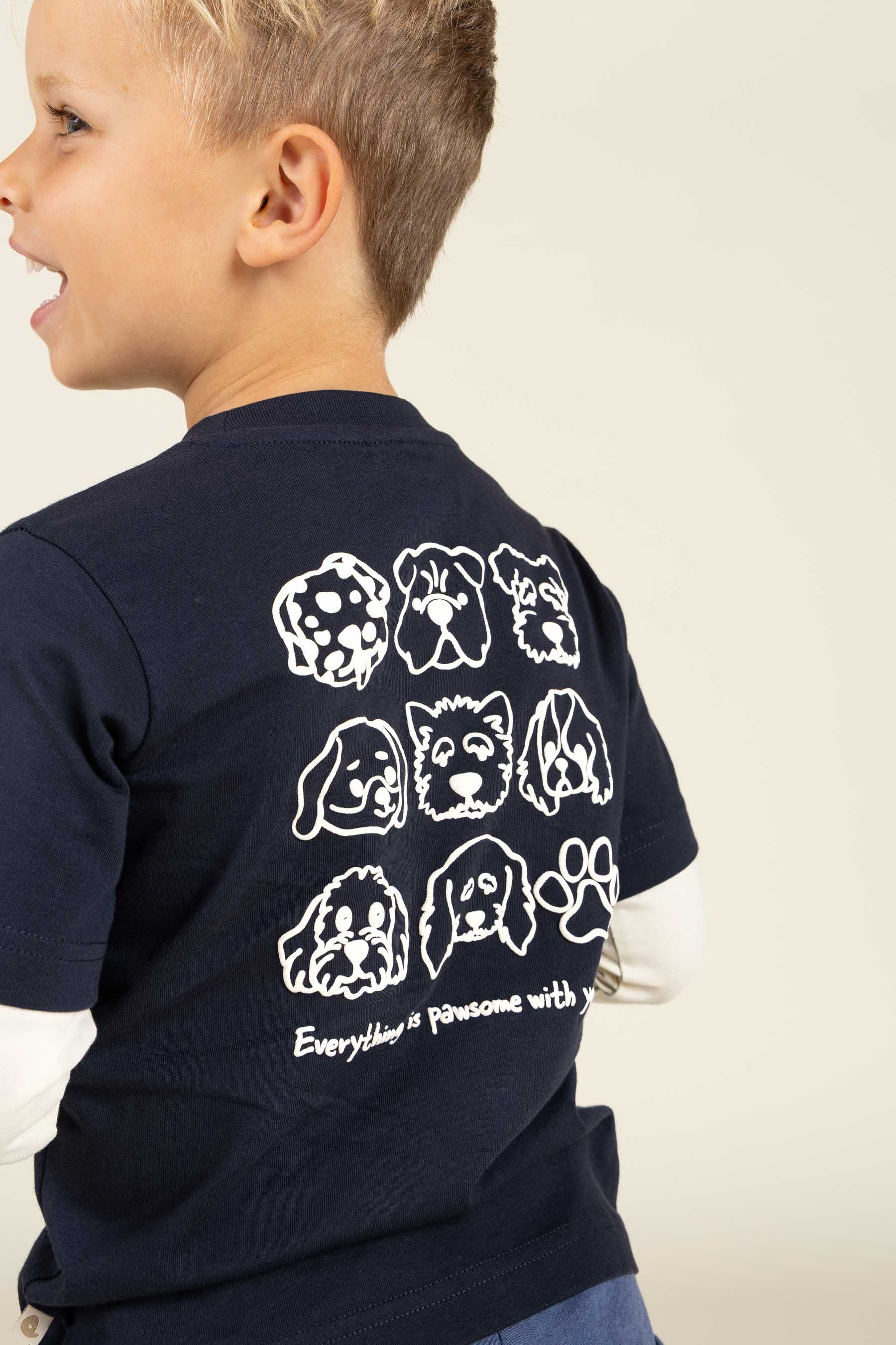 Double Sleeve Boxy T-shirt - Kids - Navy | 100836 Alex