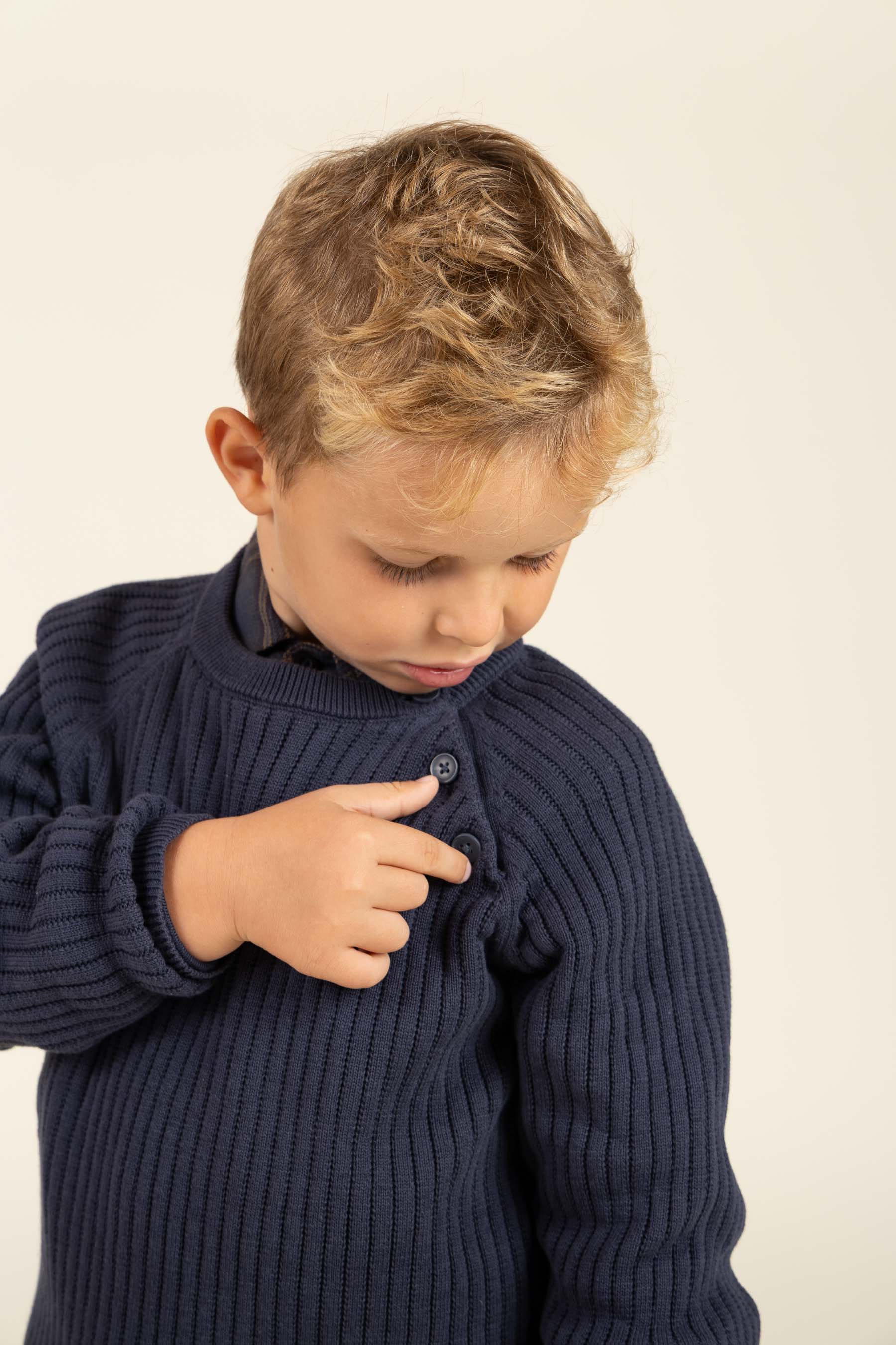 Cotton Knit Sweater - Kids - Navy | 100693 Jett