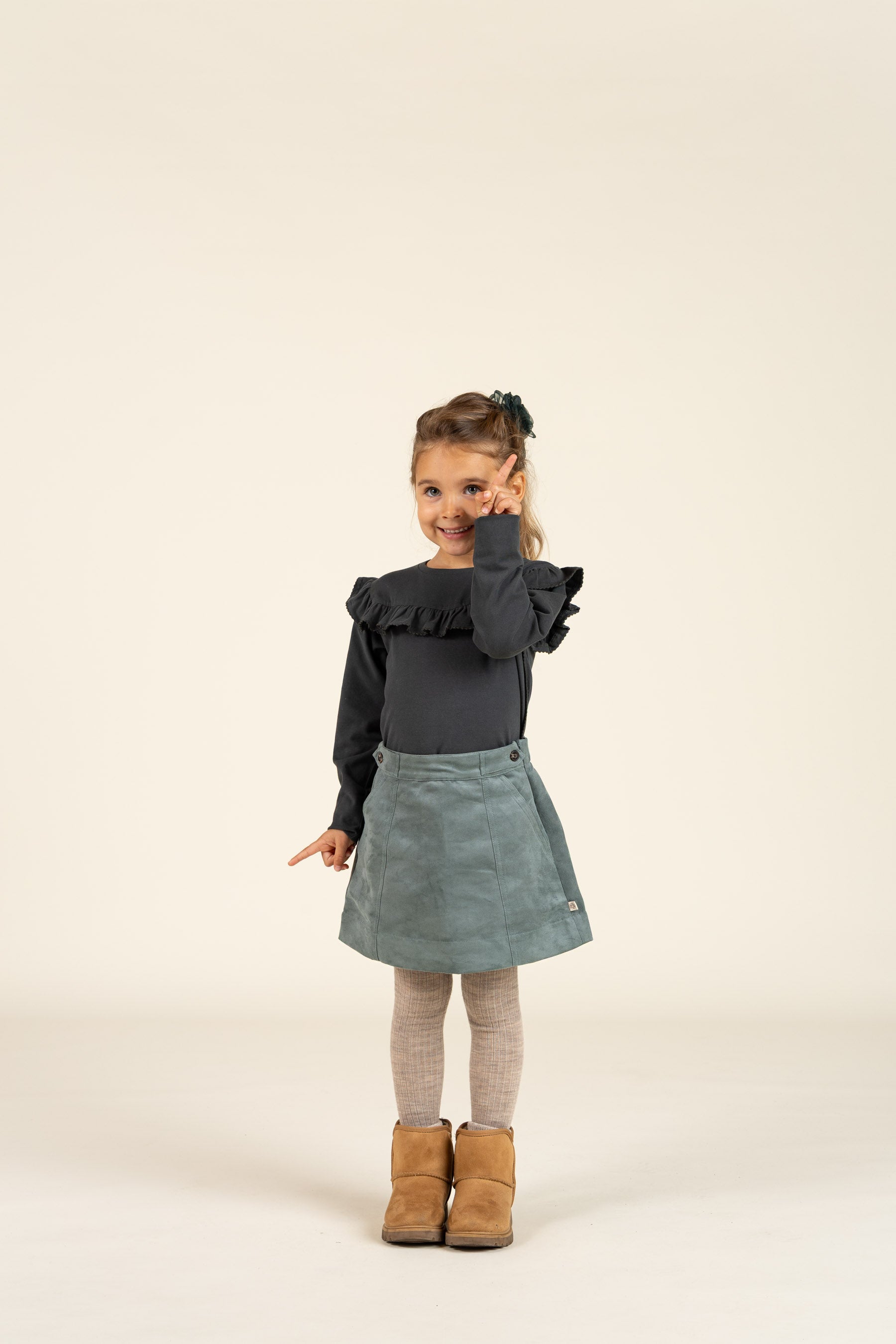 Frill Jersey Blouse - Kids - Forrest Green | 100866 Talia