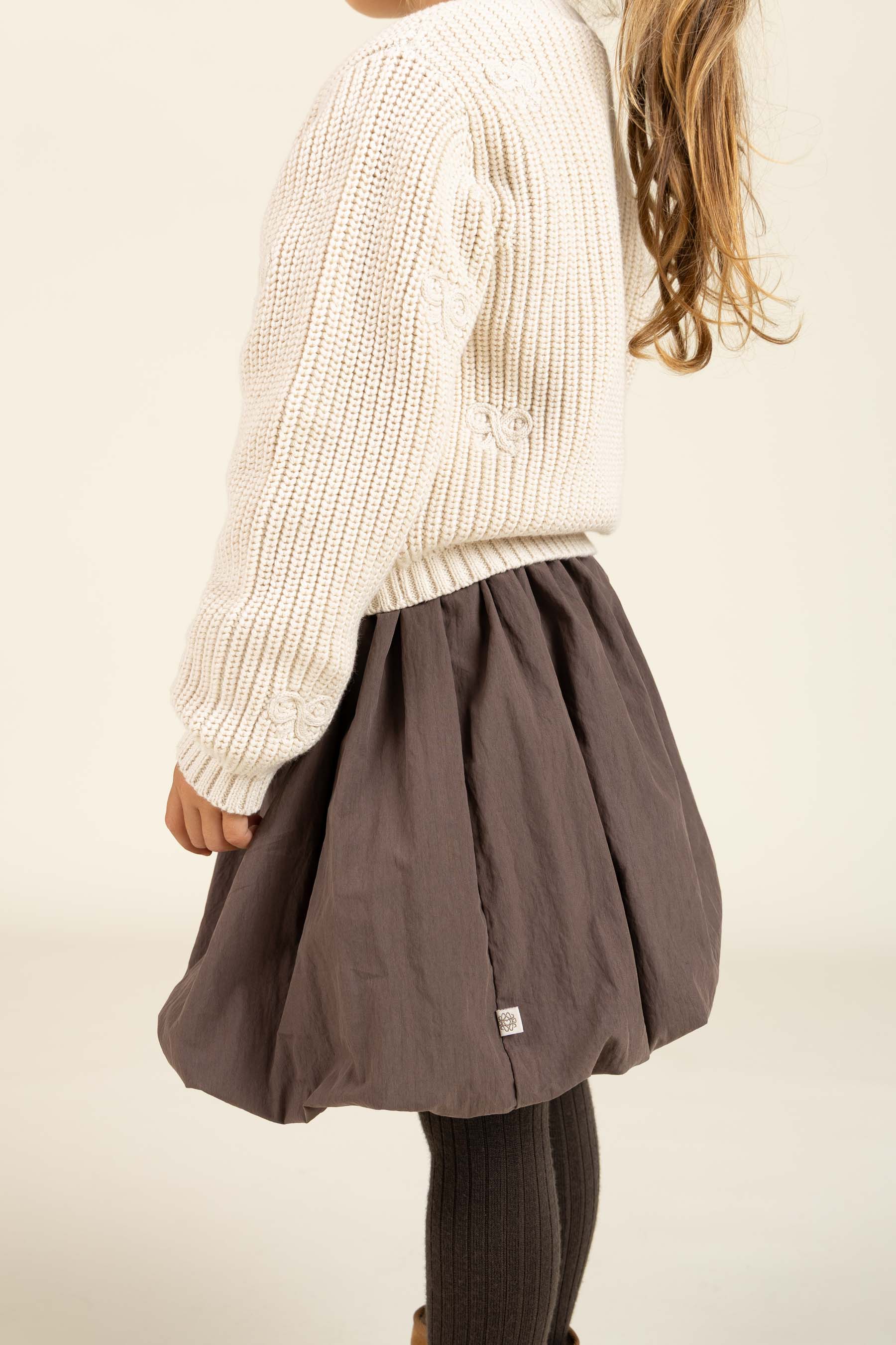 Cotton Knit Cardigan with Bows - Kids - Nature | 100790 Freya
