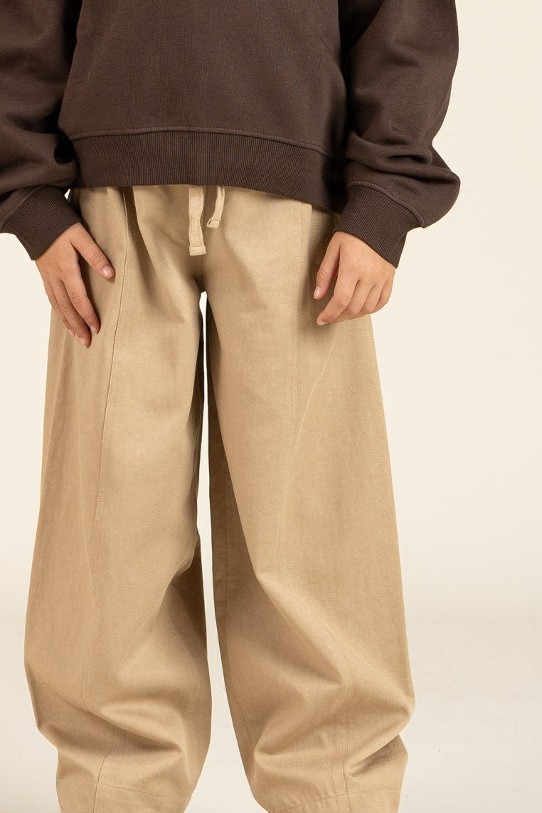 Barrel-leg Tencel Trousers - Tween - Beige | 100135 Asta