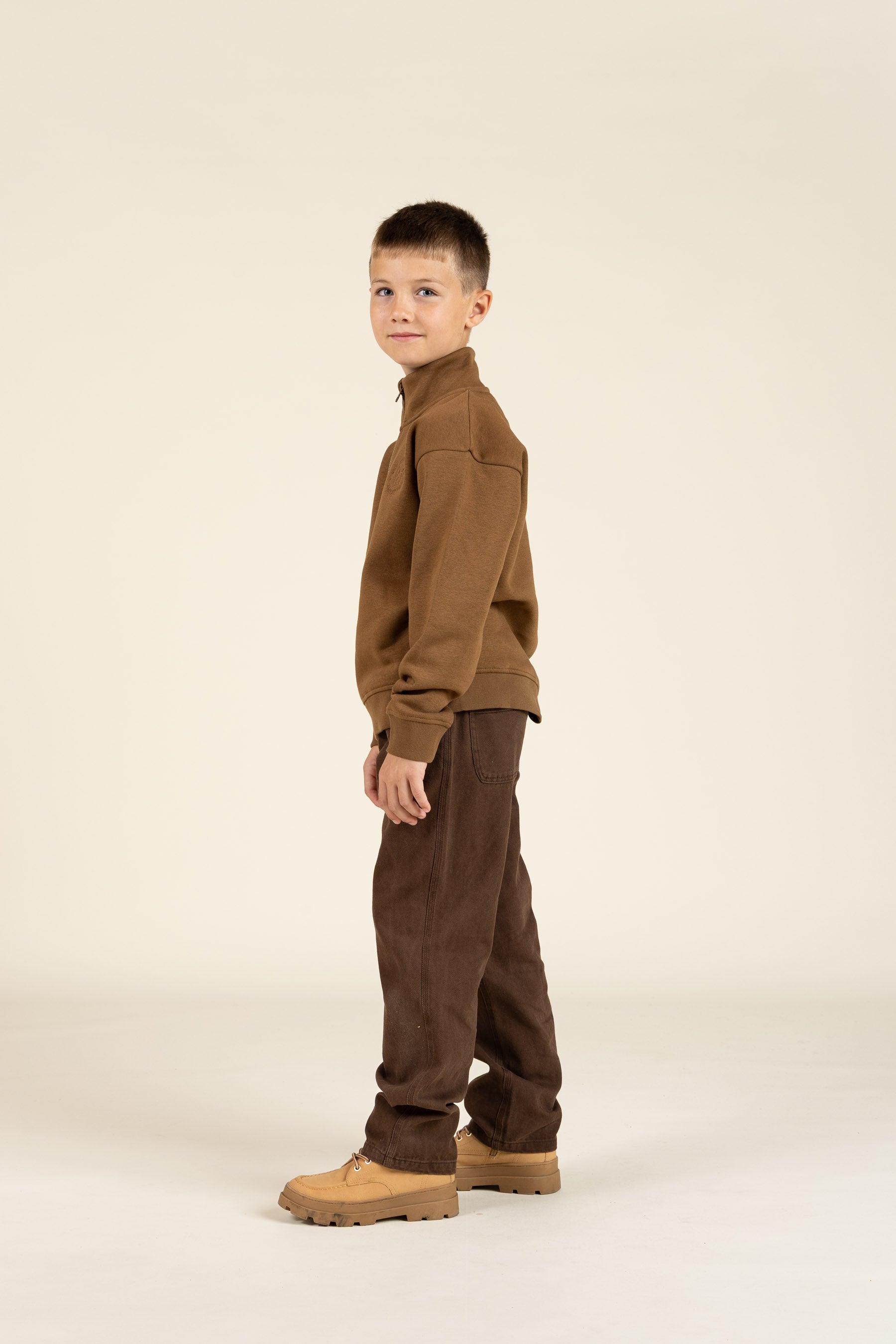 Half Zip Sweatshirt - Tween - Coffee | 100809 Tristan