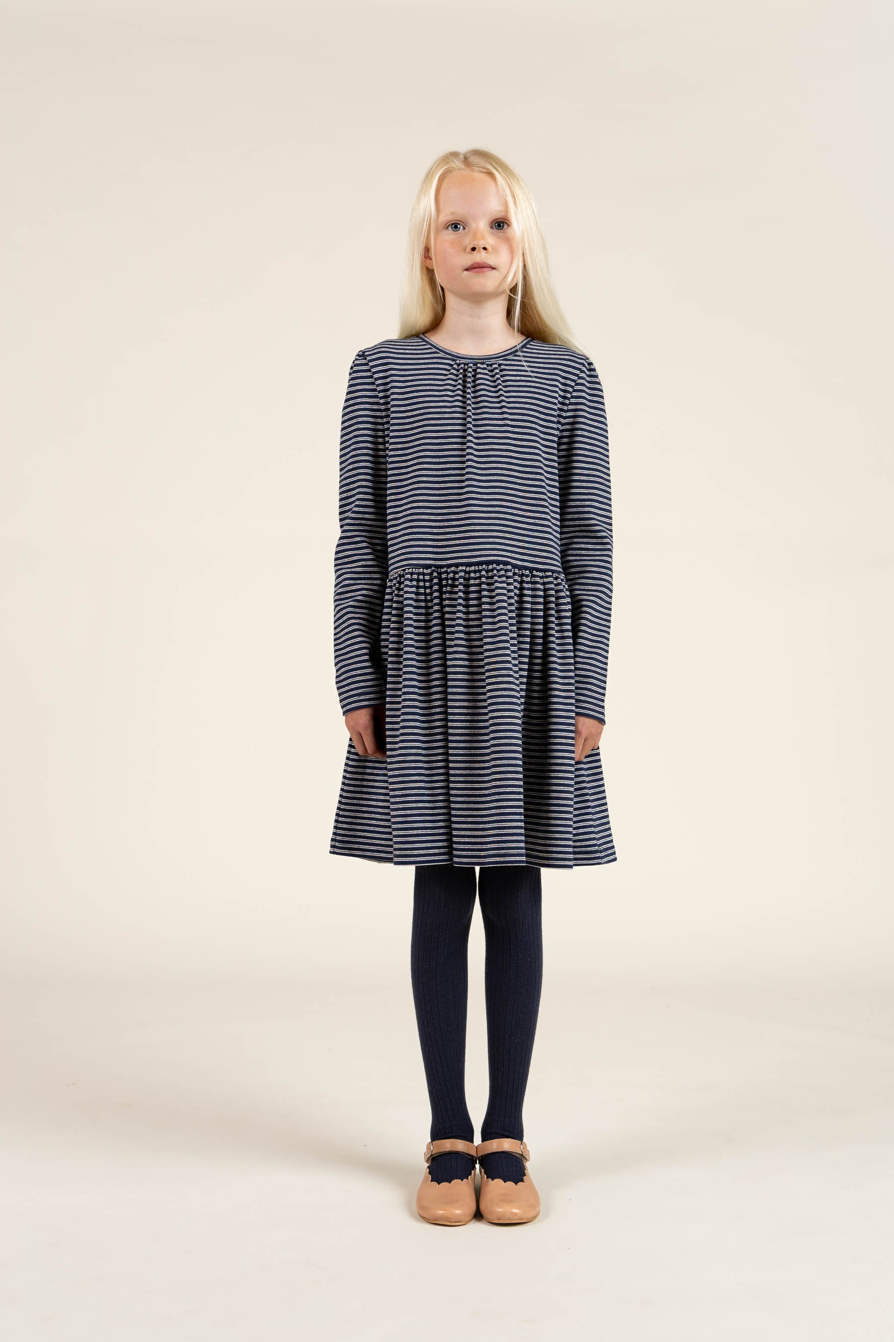 Striped Jersey Dress - Tween - Navy Stripe | 100653 Elise