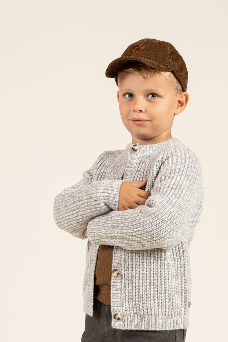 unisex Wool Mix Cardigan - Kids - Grey Melange | 100746 Cork