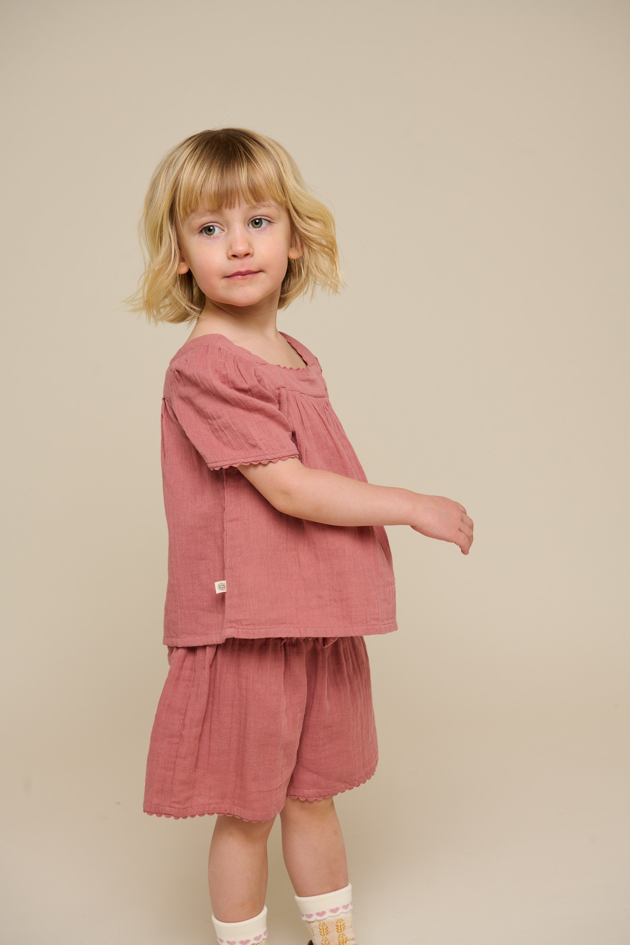 Gauze Shorts - Kids - Old Rose | 100926 Jasmine