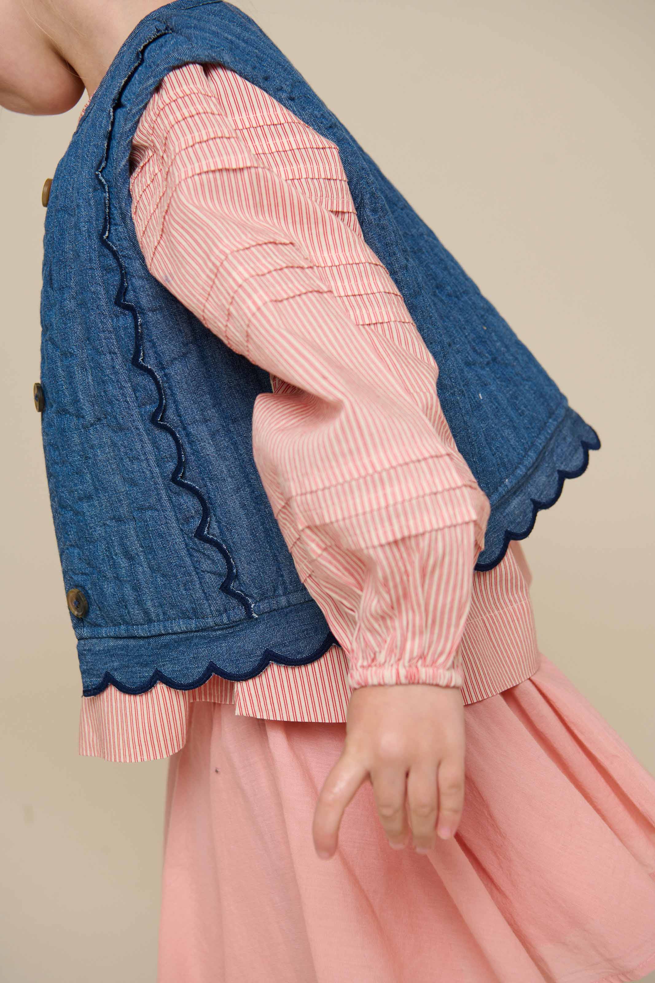 Quillted Denim Vest - Kids - Blue Denim | 101052 Isabella
