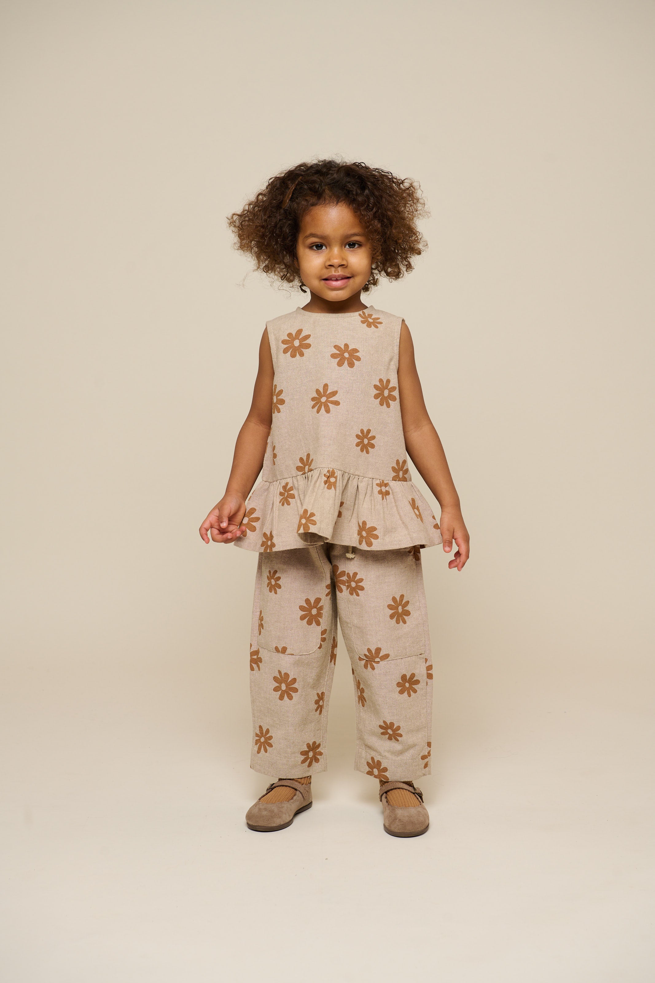 Printed Cotton Top - Kids - Sand | 101205 Molly