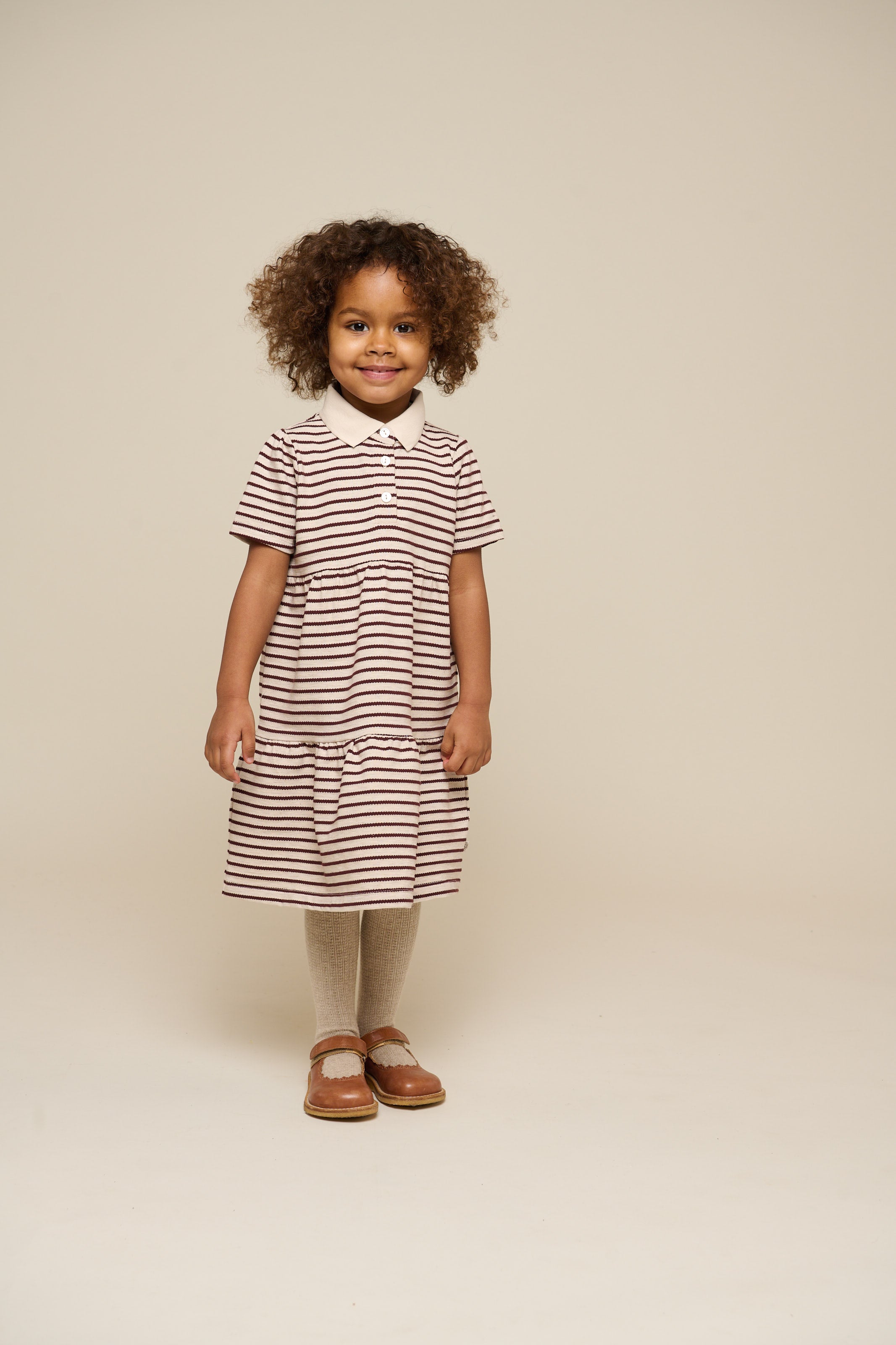 Striped Jersey Dress - Kids - Brown | 101010 Emmie