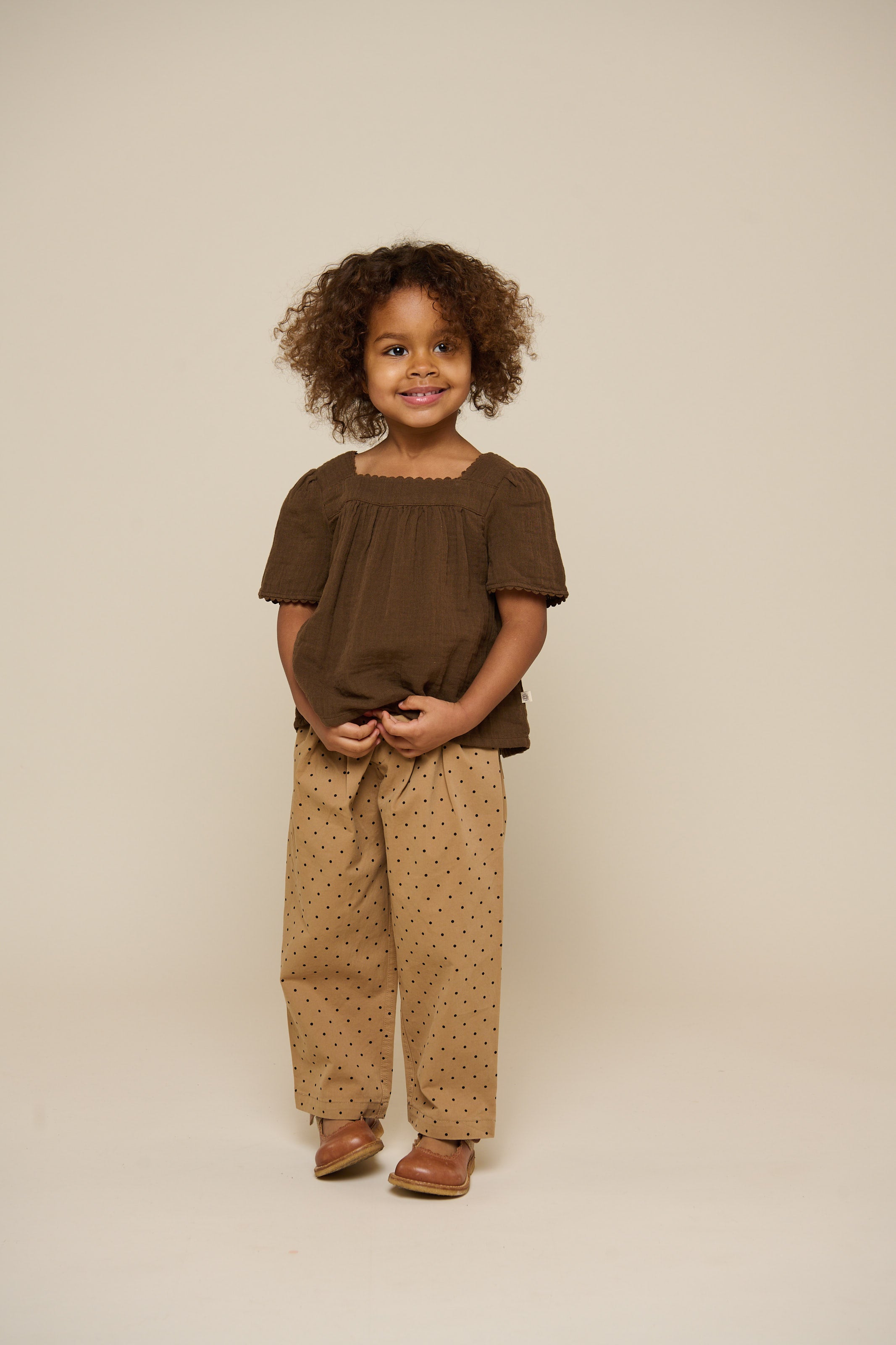 Twill trousers with Dot - Kids - Beige | 100614 Iris