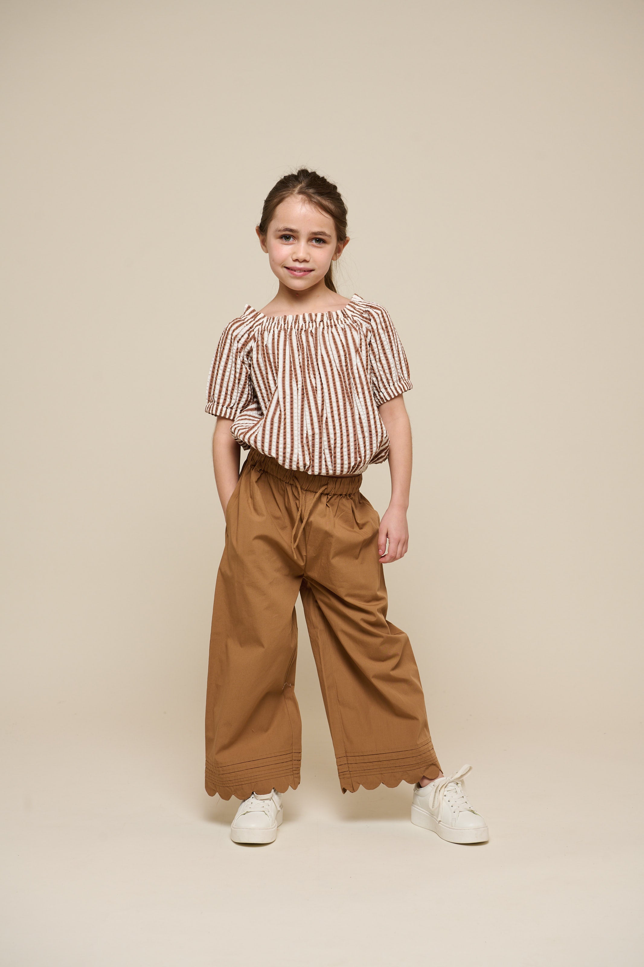 Poplin Trouser with Scallop Edge - Tween - Coconut | 101079 Joy