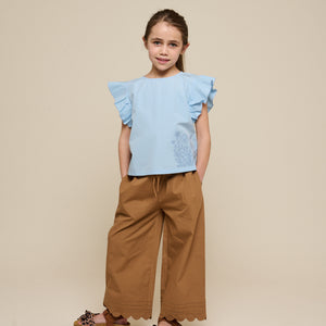 Poplin Blouse with Embroidery - Tween - Powder Blue | 101073 Barbara
