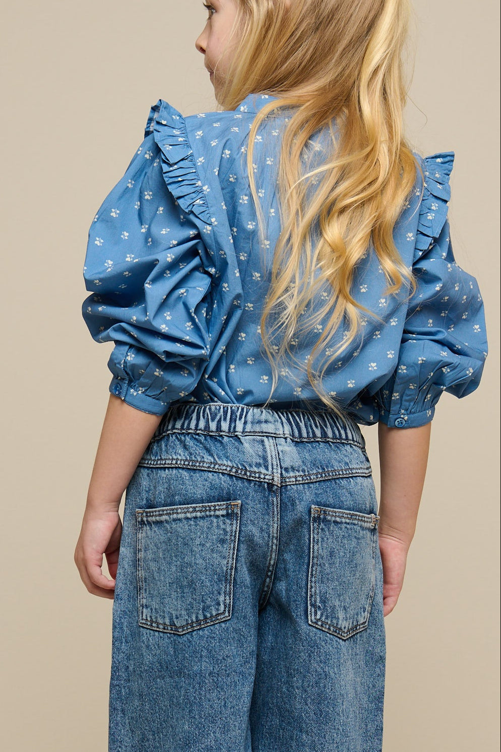 Printed Poplin Shirt Blouse - Tween - Dusty Blue | 101087 Camilla