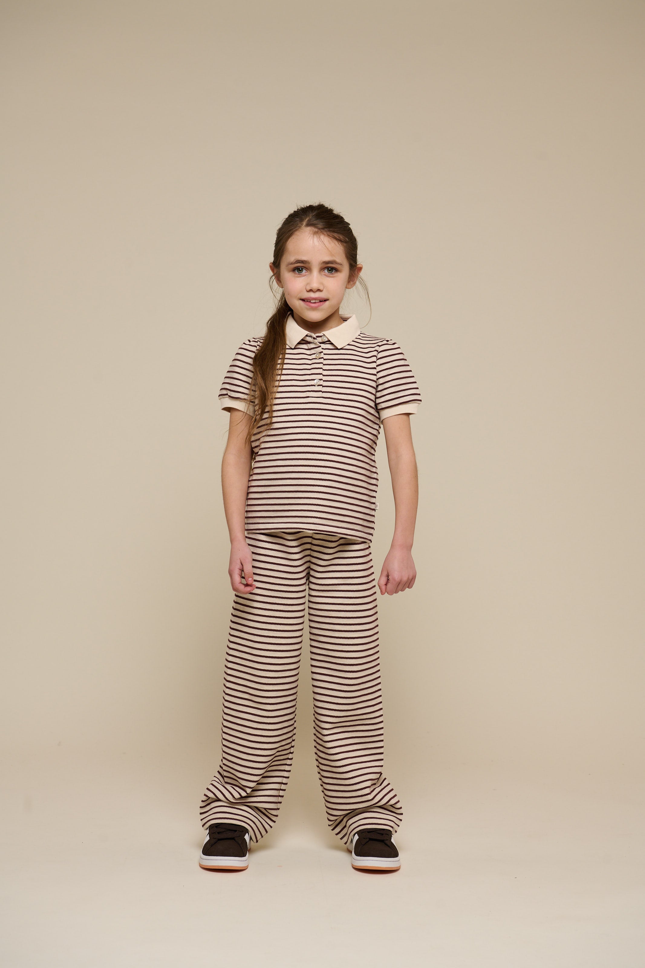 Striped Wide-leg Jersey Trousers - Tween - Brown | 100997 Emmie