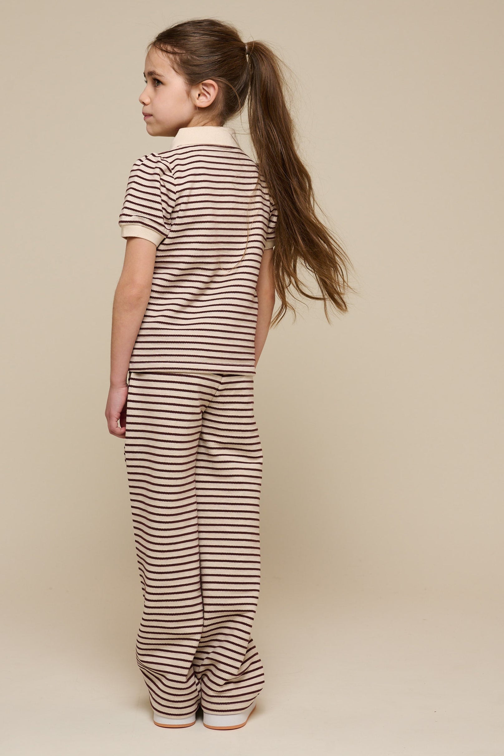 Striped Jersey Polo - Tween - Brown | 101005 Emmie