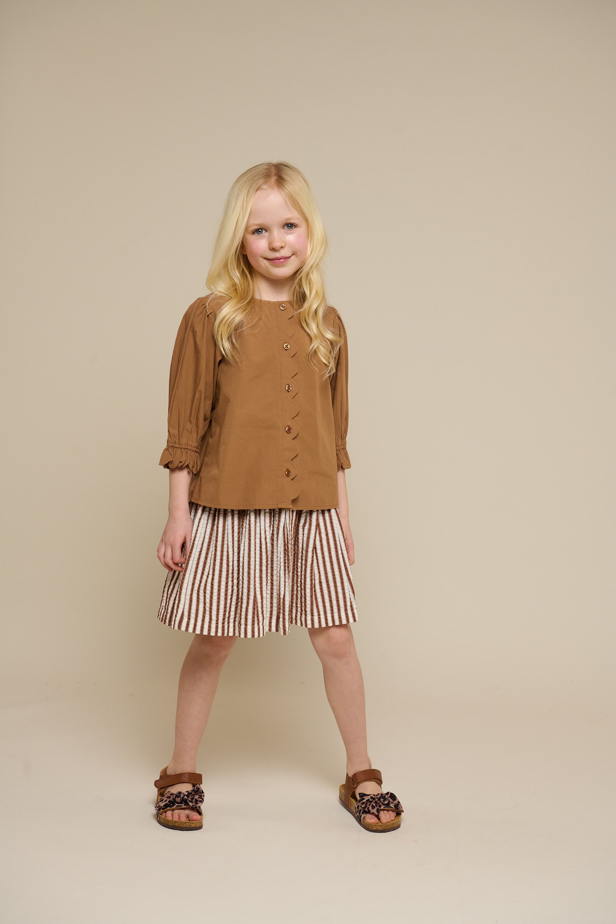 Striped Seersucker Skirt - Tween - Brown | 101194 Nadia