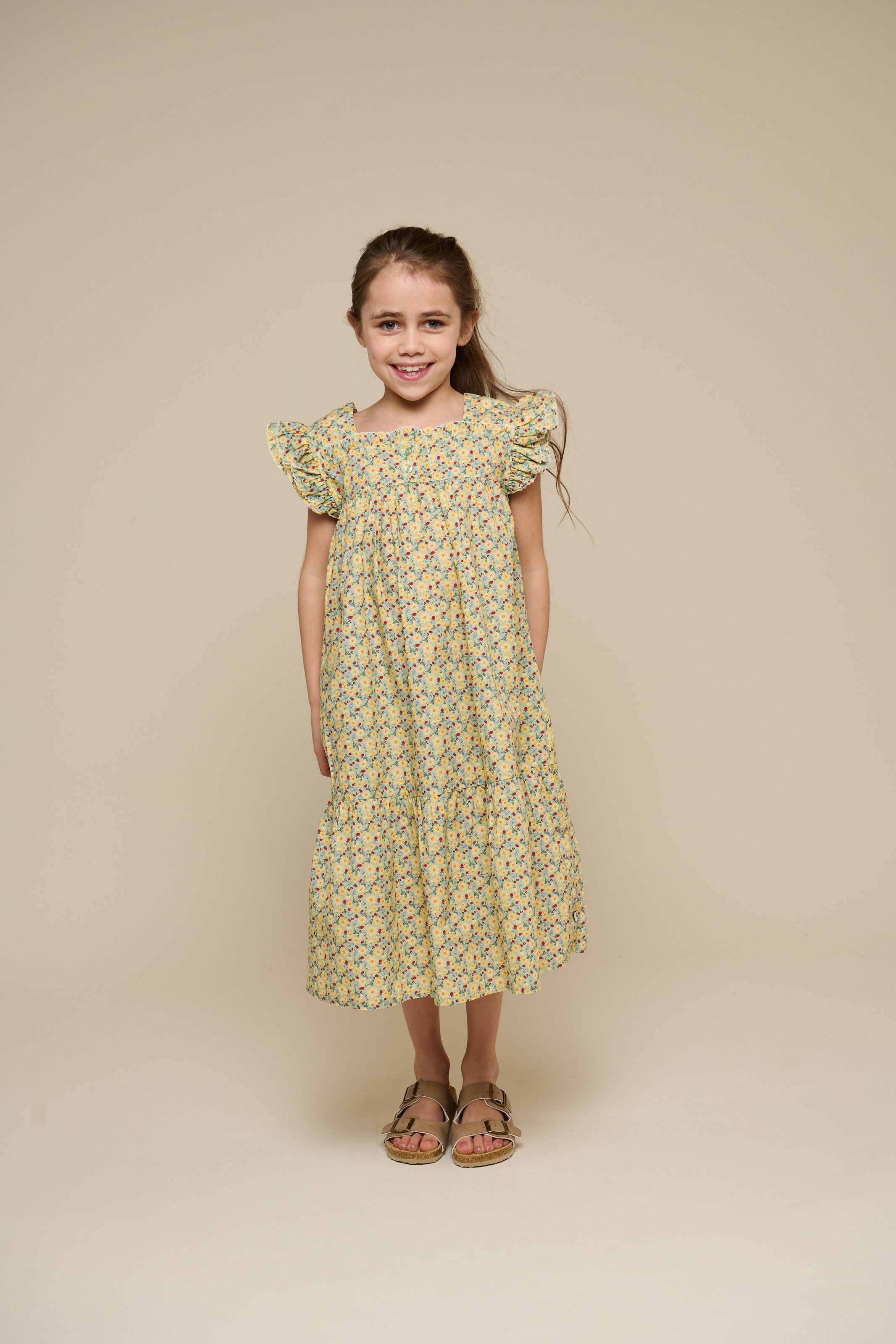 Flower Printed Poplin Dress - Tween - Green | 100963 Poppy