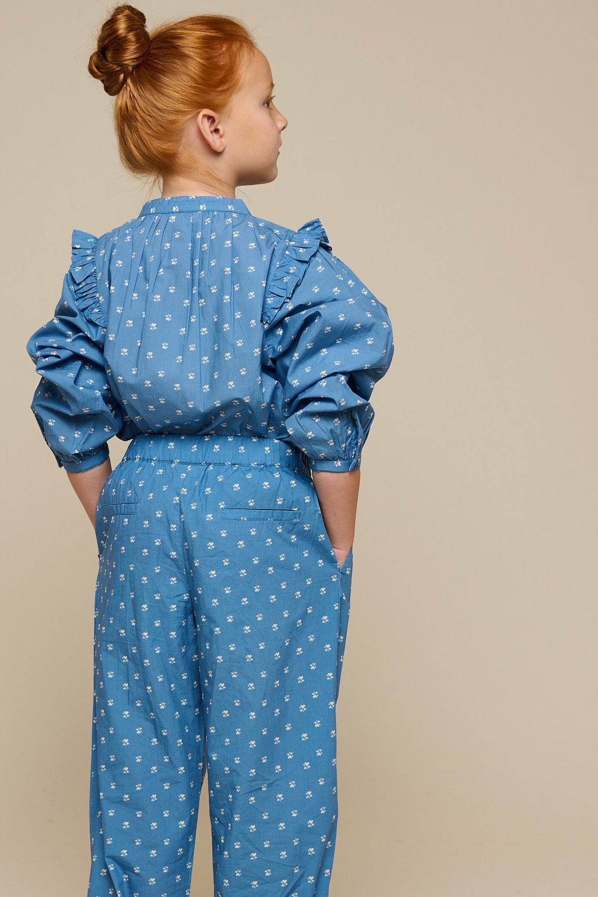 Printed Poplin Trousers - Tween - Dusty Blue | 101089 Camilla