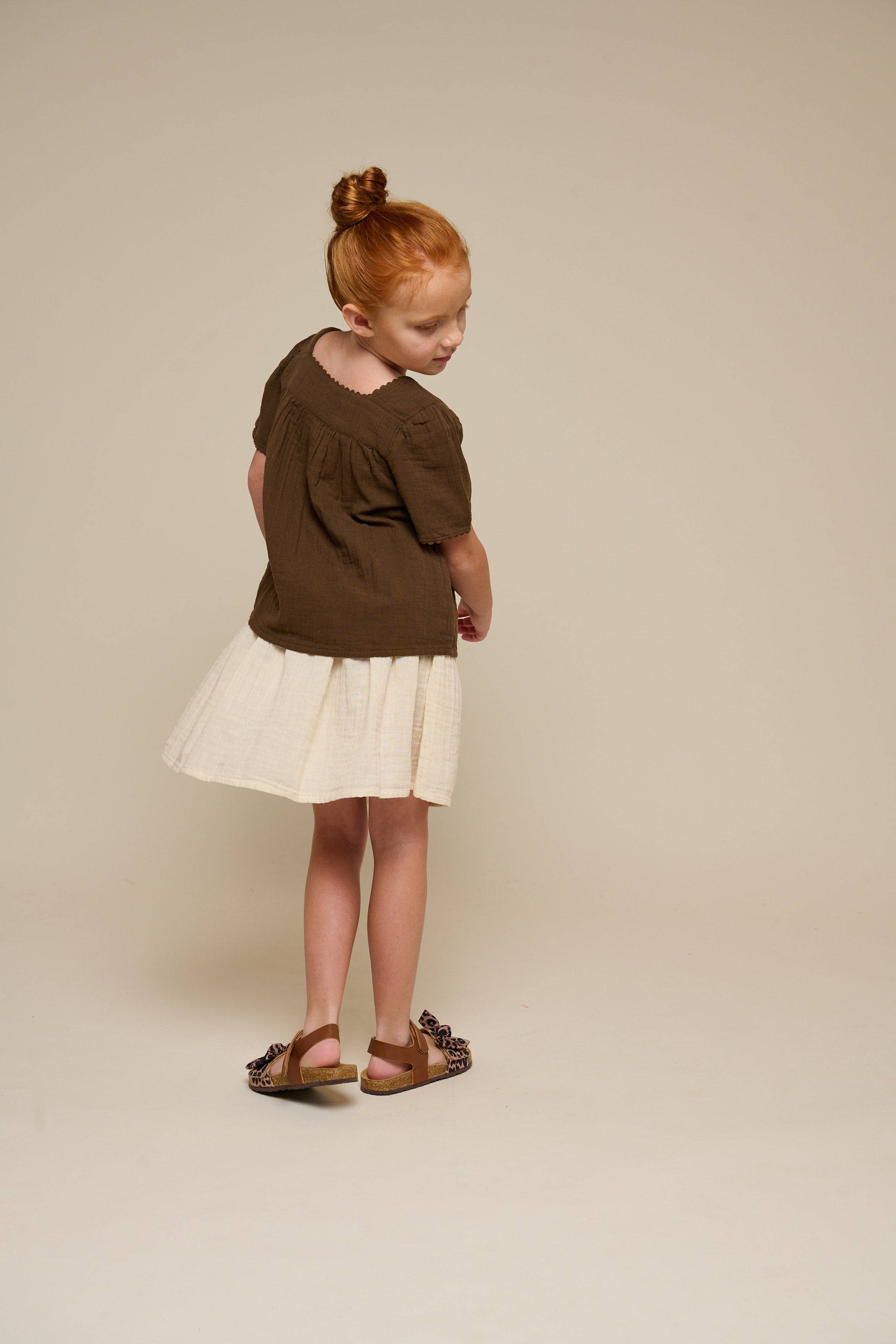 Gauze Short Sleeve Blouse - Tween - Dark Brown | 100917 Jasmine