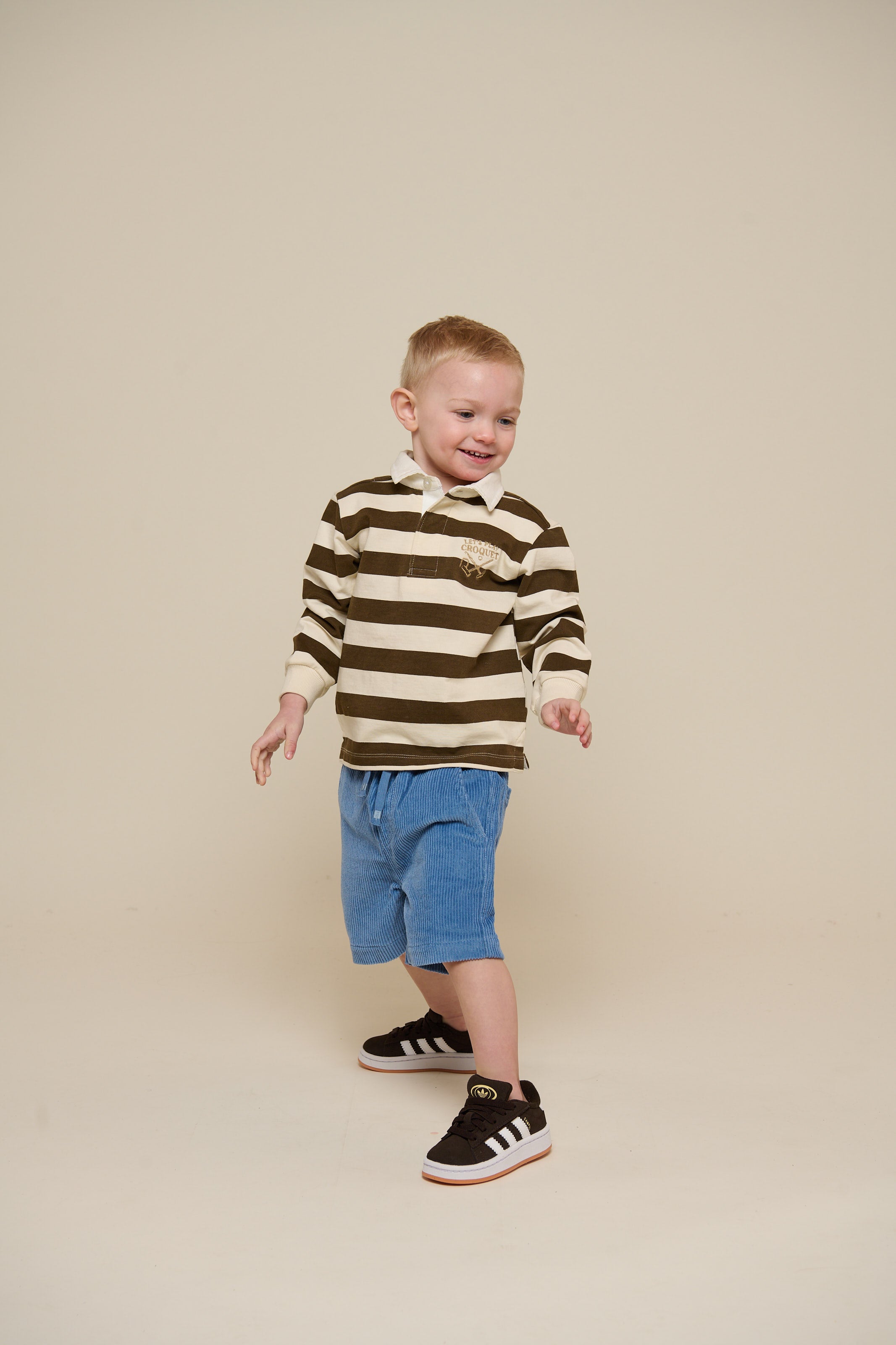 Striped Polo Sweatshirt - Kids - Dark Brown/Offwhite | 101397 Marco
