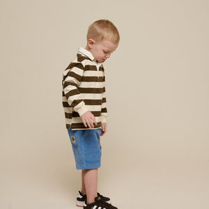 Striped Polo Sweatshirt - Kids - Dark Brown/Offwhite | 101397 Marco