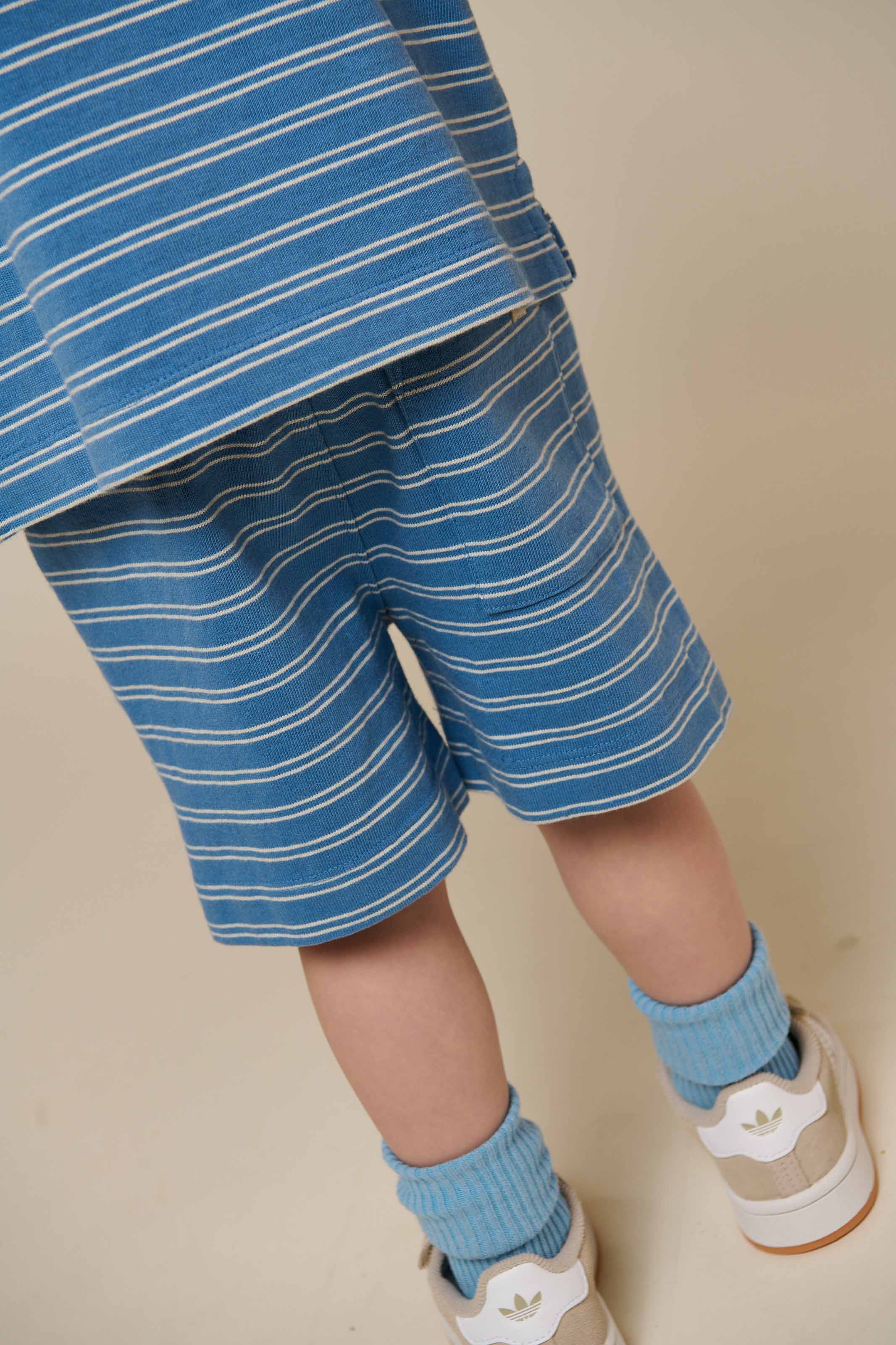Striped Jersey Shorts - Kids - Dusty Blue | 101183 Otto