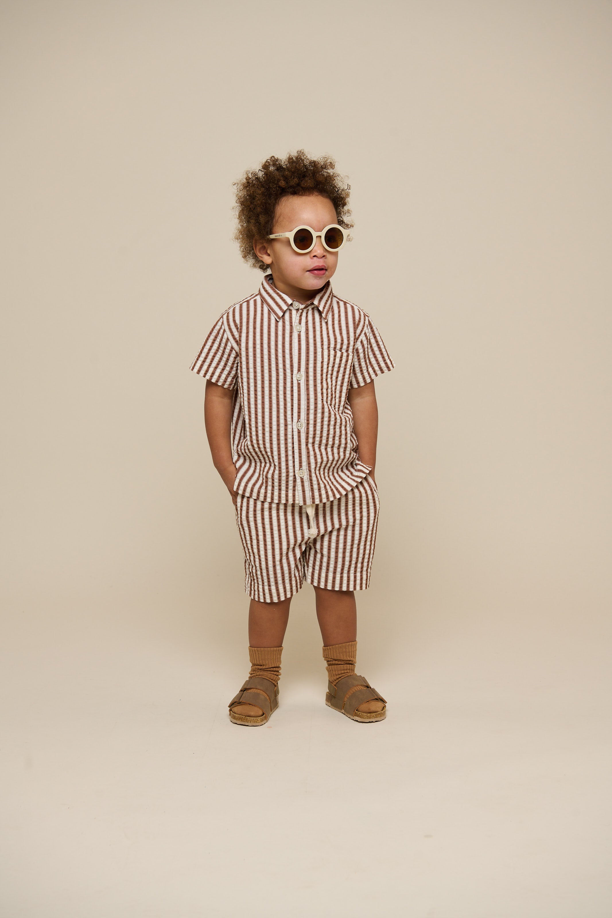 Striped Seersucker Shirt - Kids - Brown | 101185 Frank