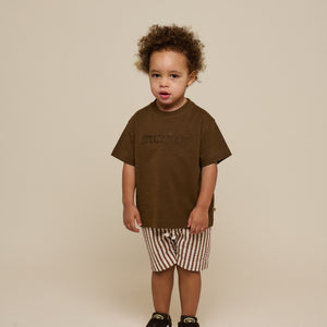 Slub jersey Embroidery T-shirt - Kids - Dark Brown | 101157 Villum