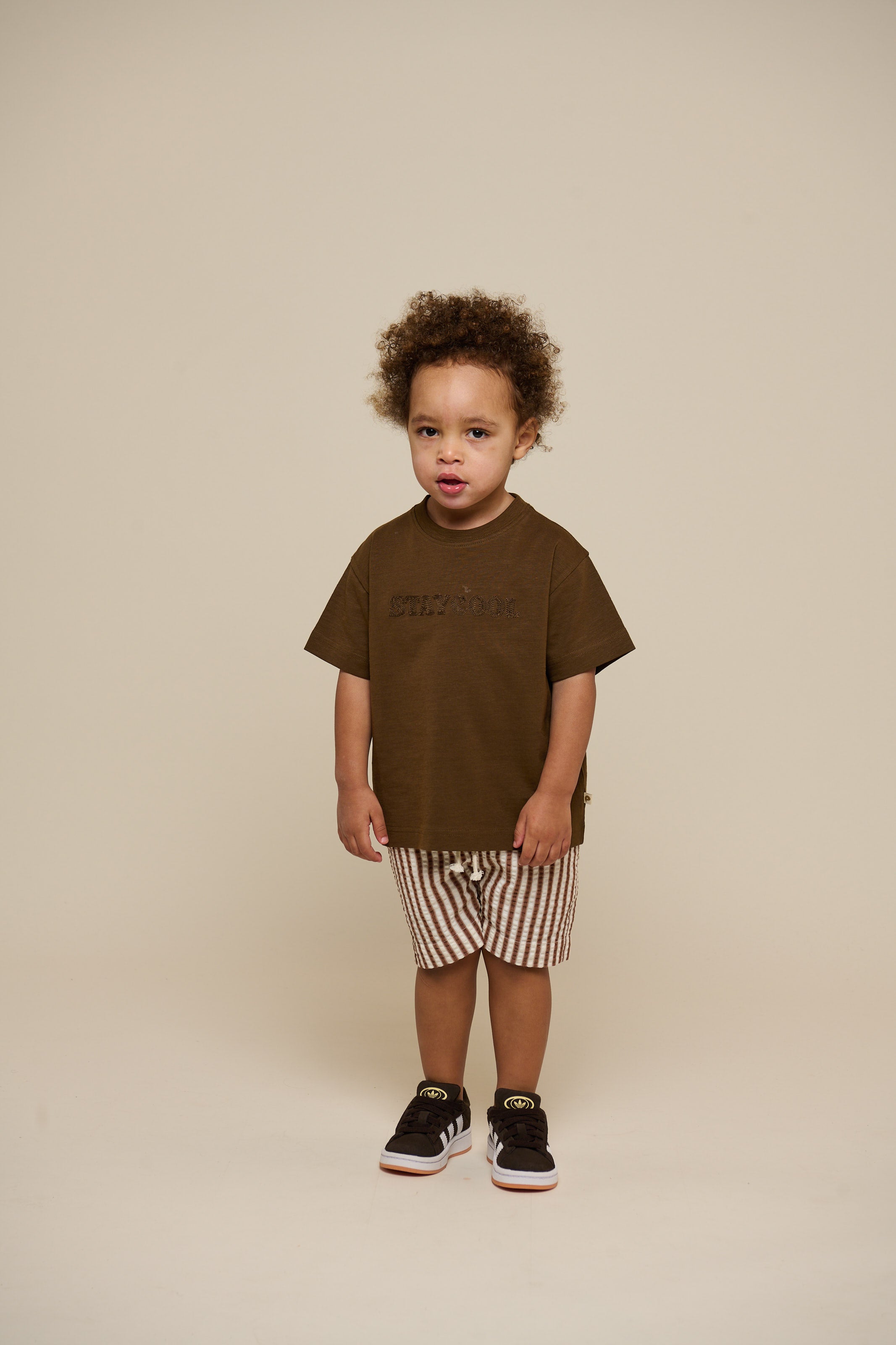 Slub jersey Embroidery T-shirt - Kids - Dark Brown | 101157 Villum