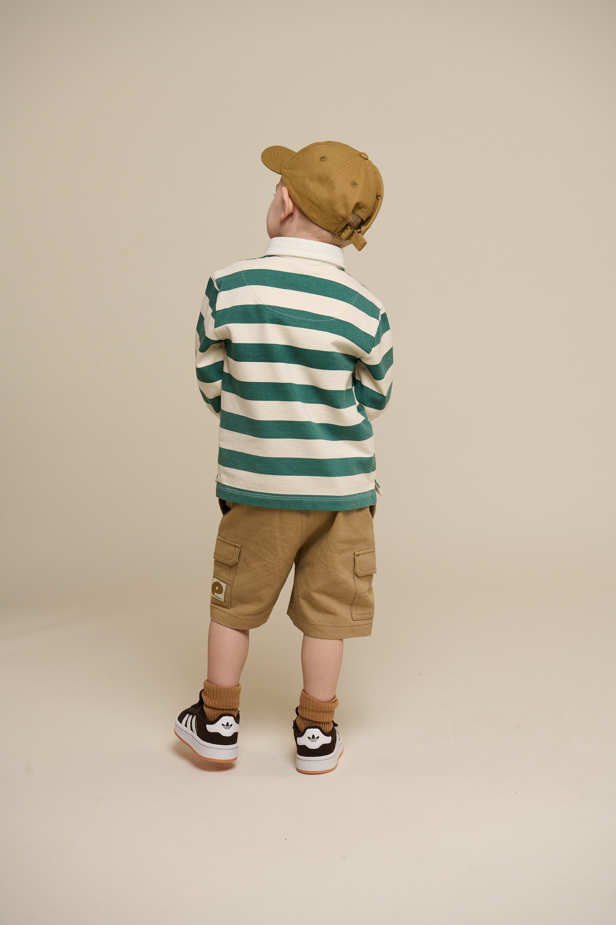 Striped Polo Sweatshirt - Kids - Tropical Green/Offwhite | 101340 Marco