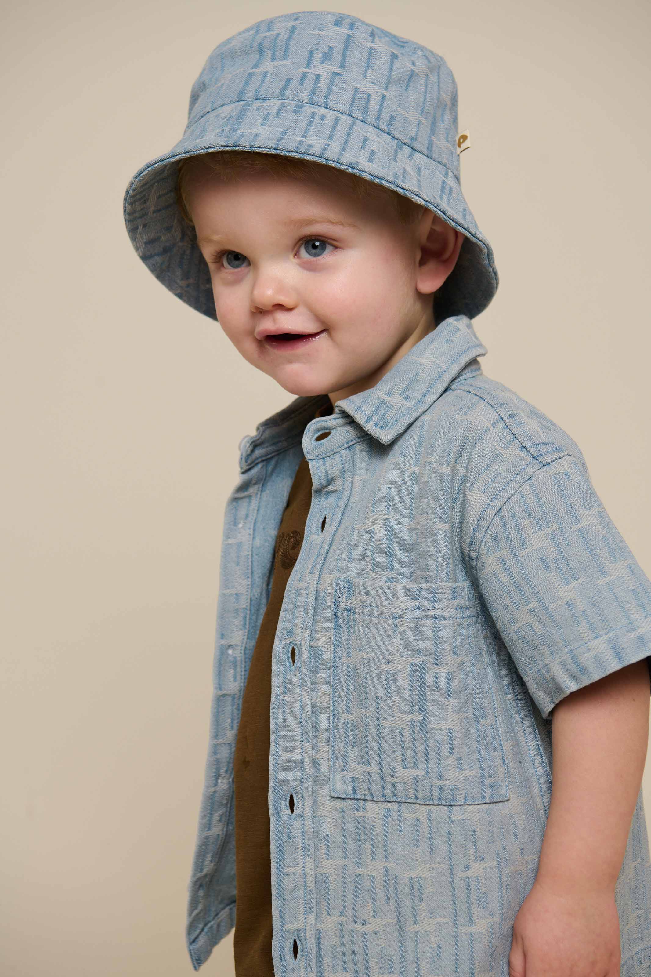 Jacquard Denim Bucket Hat - Kids - Blue Denim | 101094 Kyle