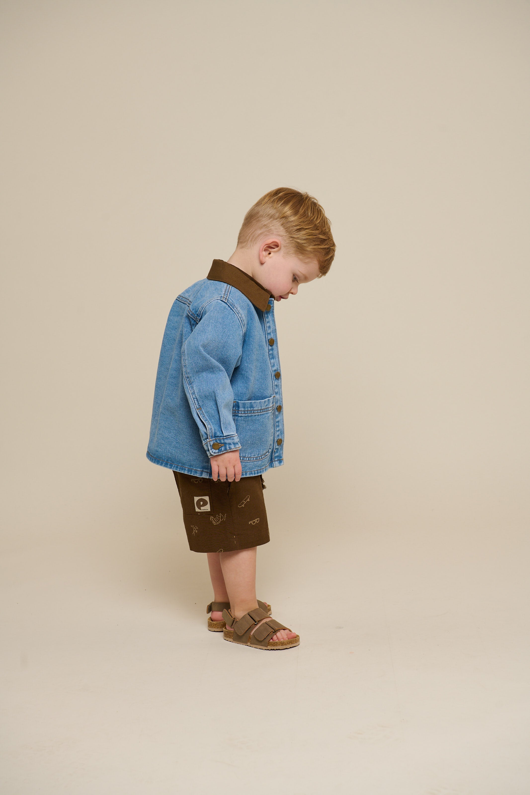 Printed Linen Mix Shorts - Kids - Dark Brown | 101171 William