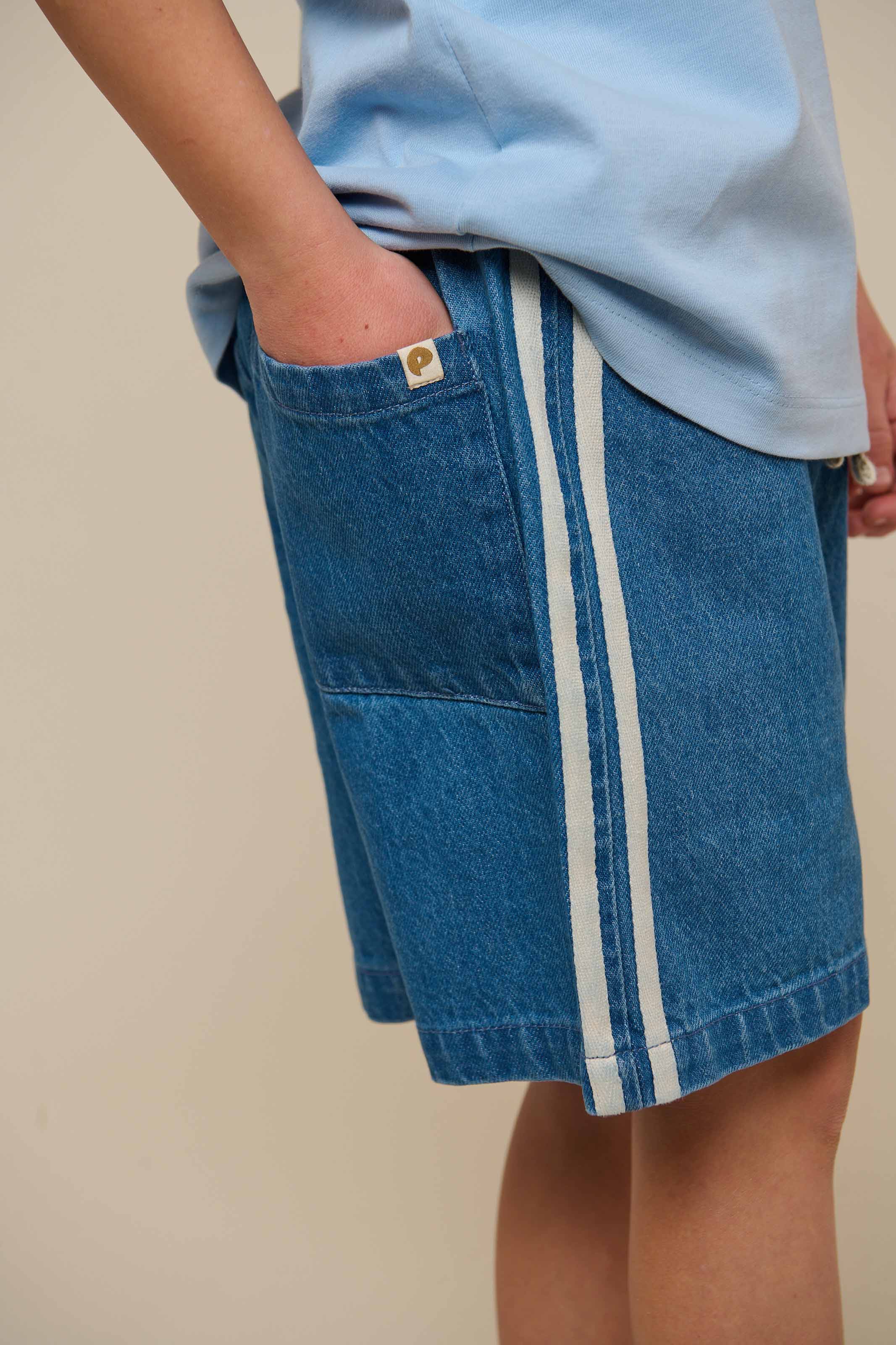 Baggy Denim Shorts with Tape - Tween - Blue Denim | 101143 Callum