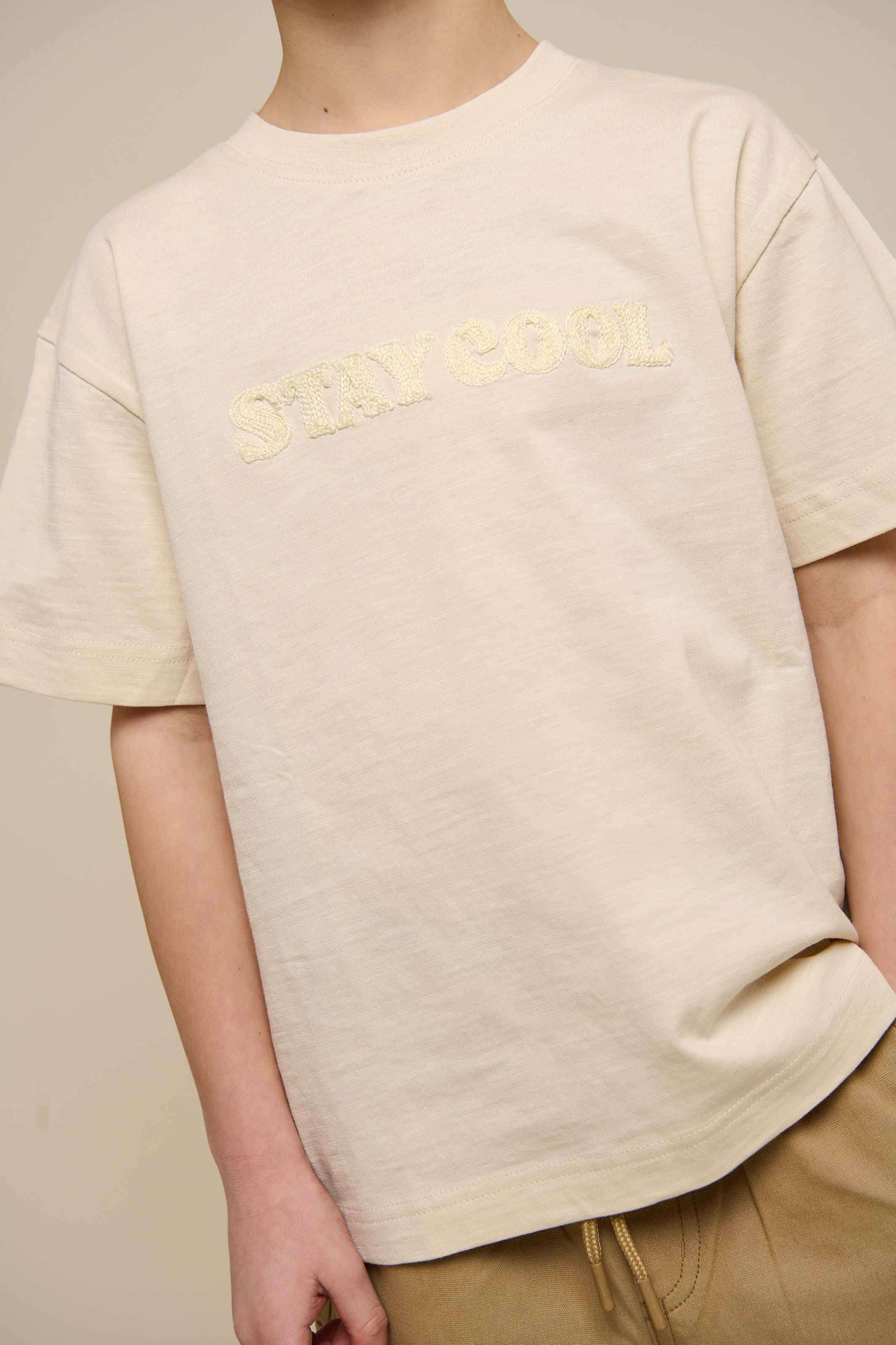 Slub jersey Embroidery T-shirt - Tween - Off White | 101160 Villum
