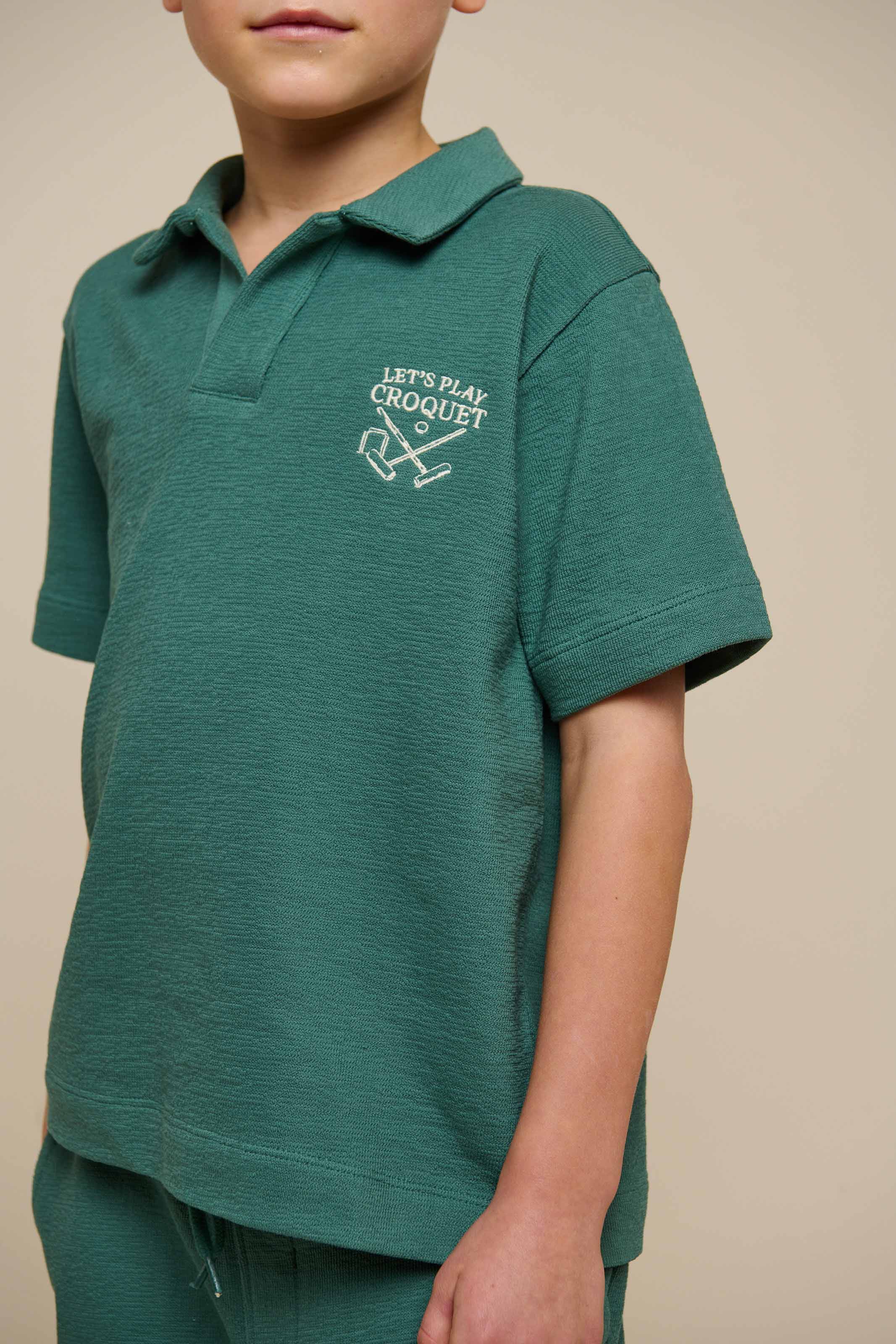 Textured Jersey Polo T-shirt - Tween - Tropical Green | 101216 Sonny