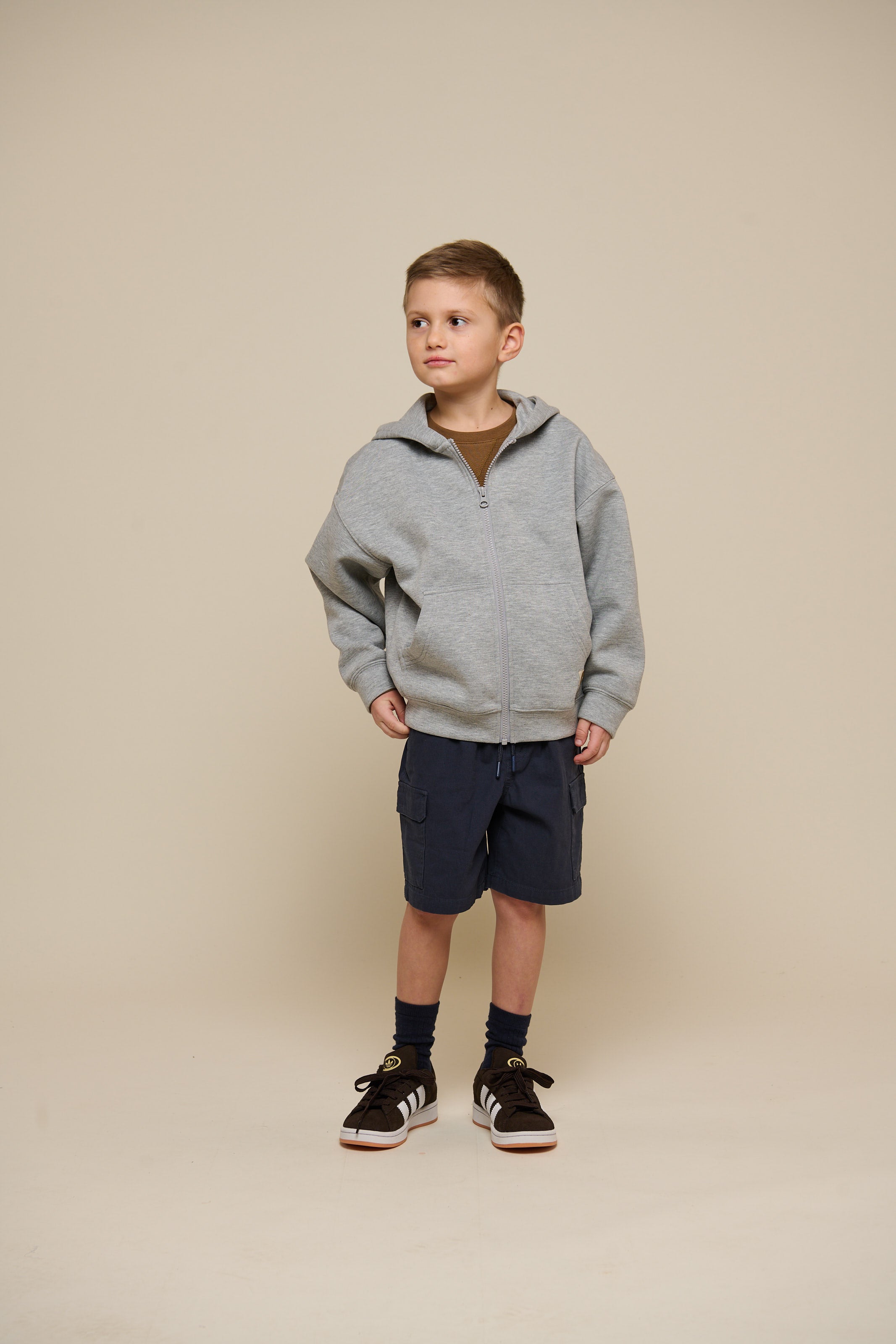 Scuba Zip Hoodie - Tween - Grey Melange | 100641 Liam
